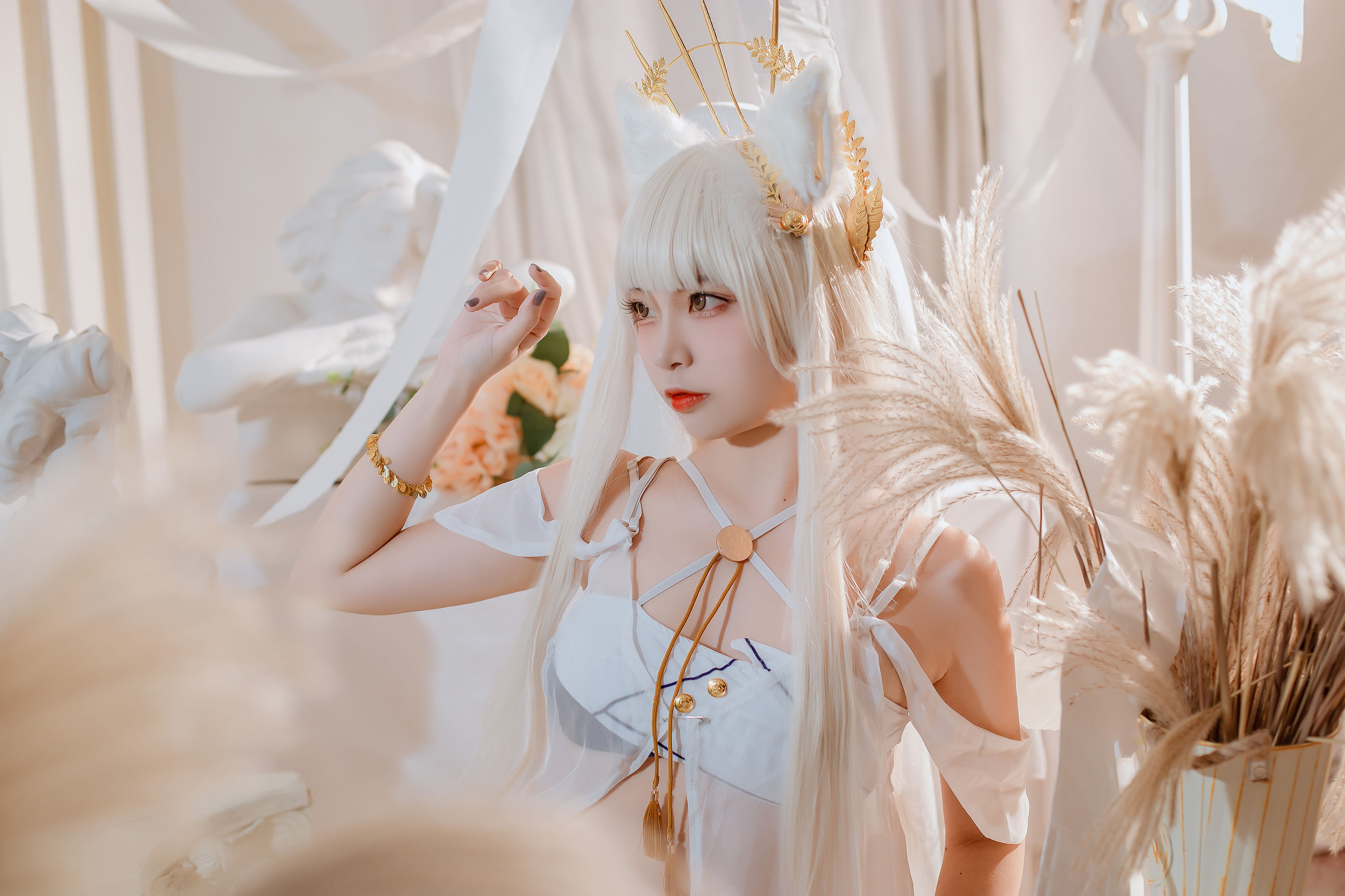 人气Coser二佐Nisa - 方舟白金泳装-图9