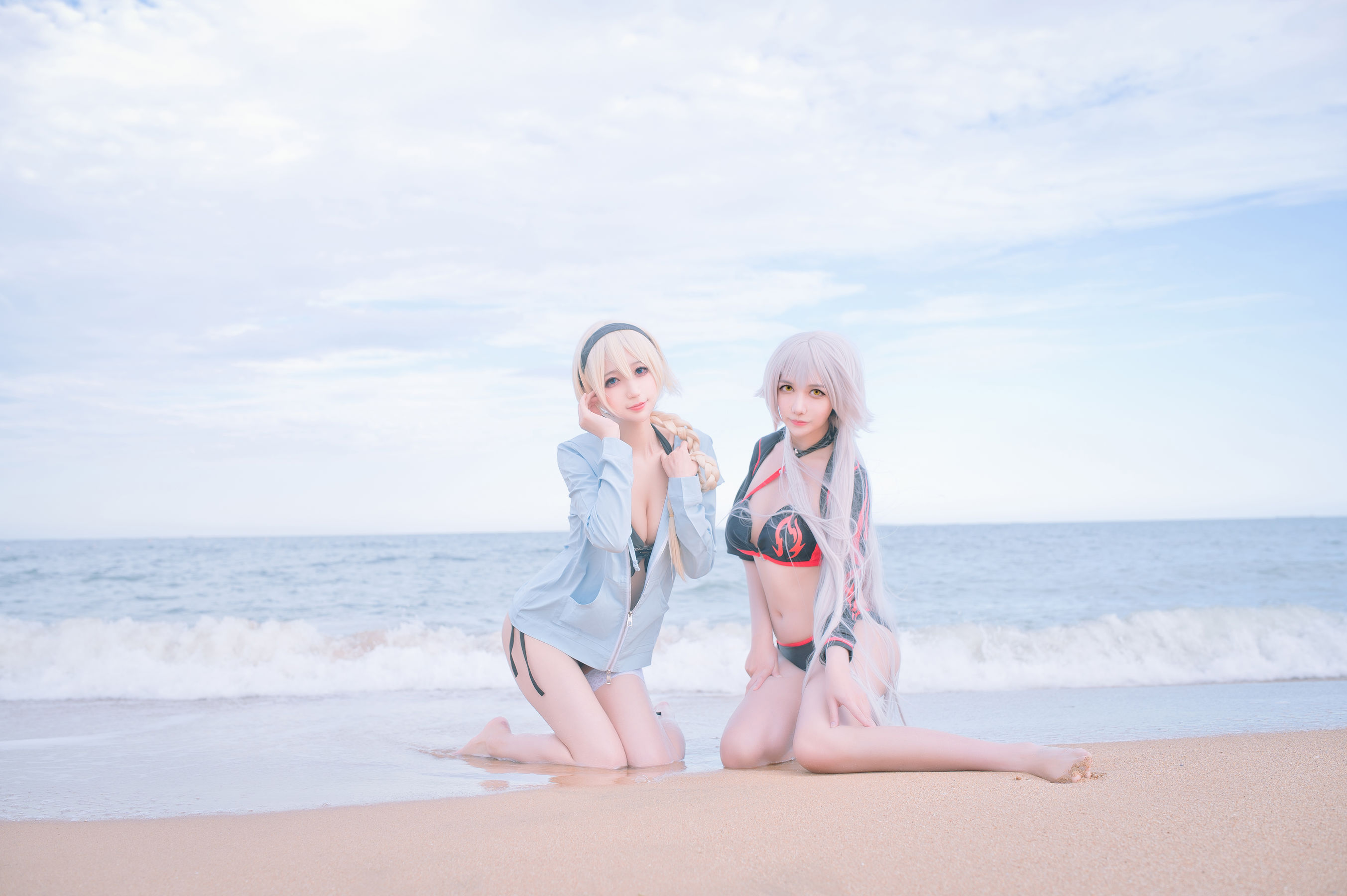 周叽是可爱兔兔 - 黑白贞双人泳衣-图9