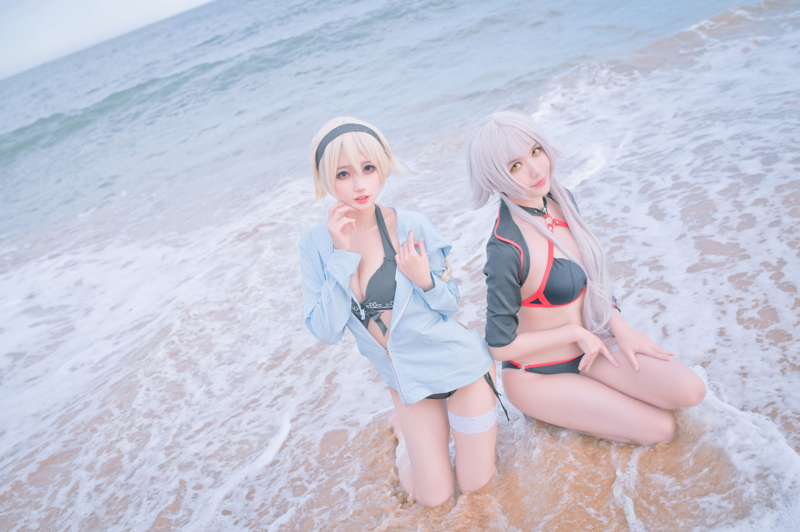 周叽是可爱兔兔 - 黑白贞双人泳衣-图10