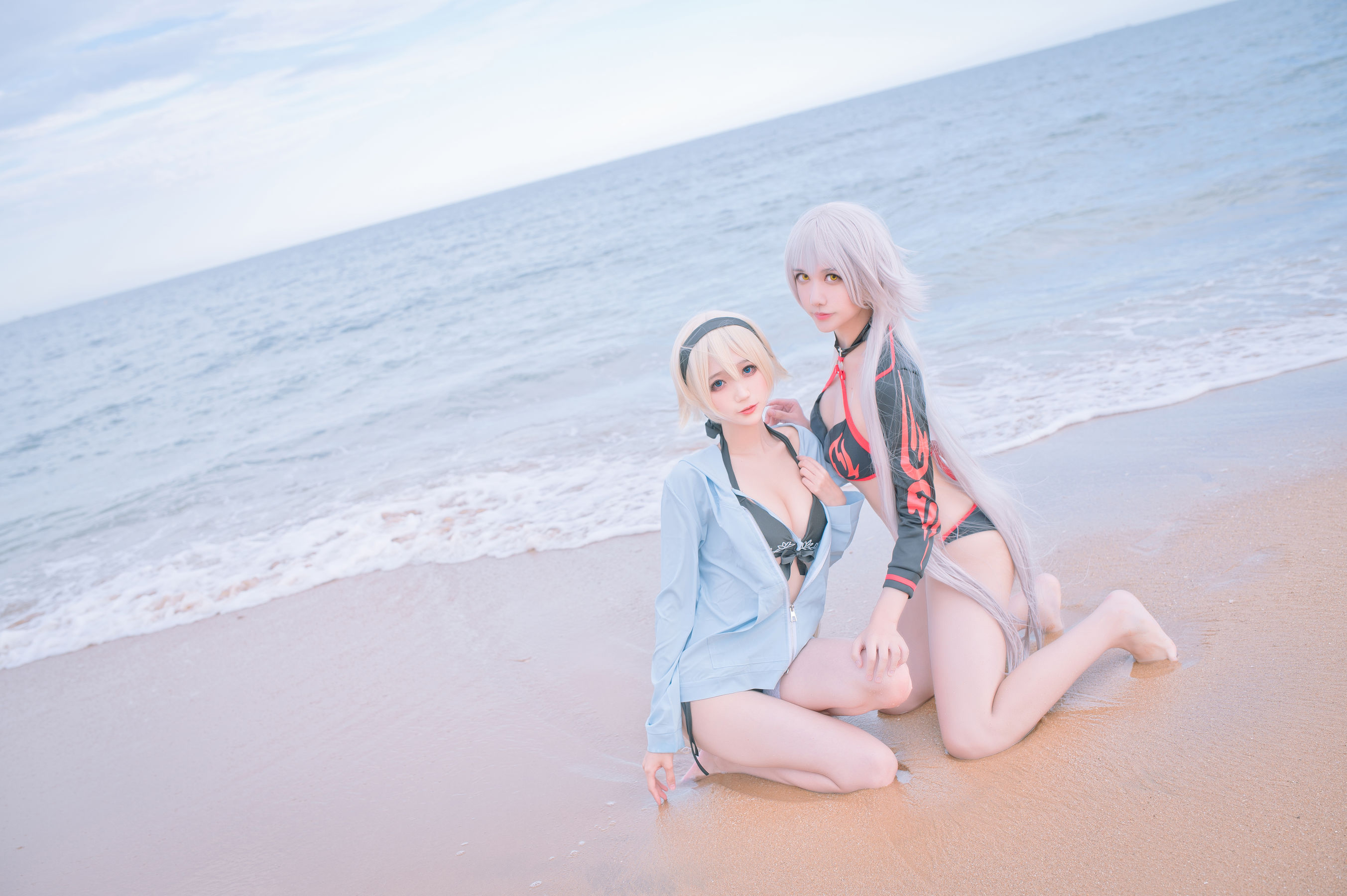 周叽是可爱兔兔 - 黑白贞双人泳衣-图12