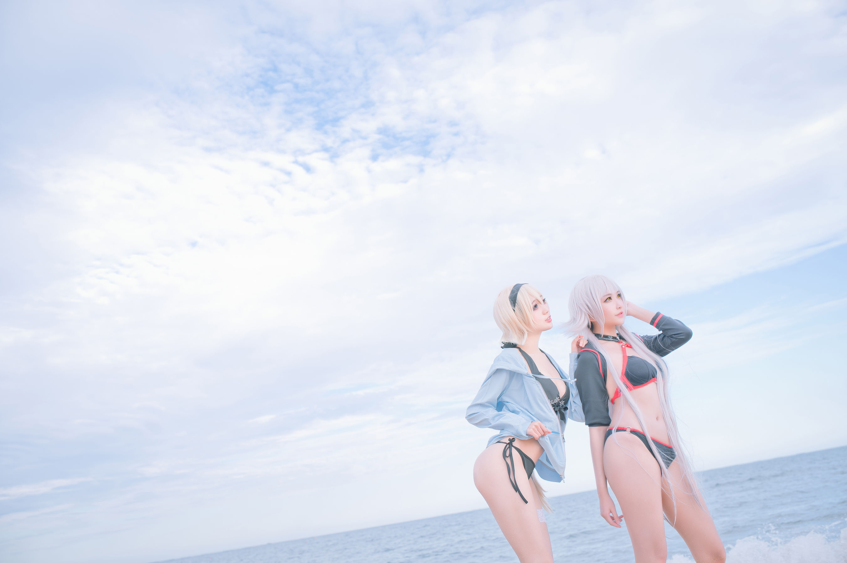 周叽是可爱兔兔 - 黑白贞双人泳衣-图13