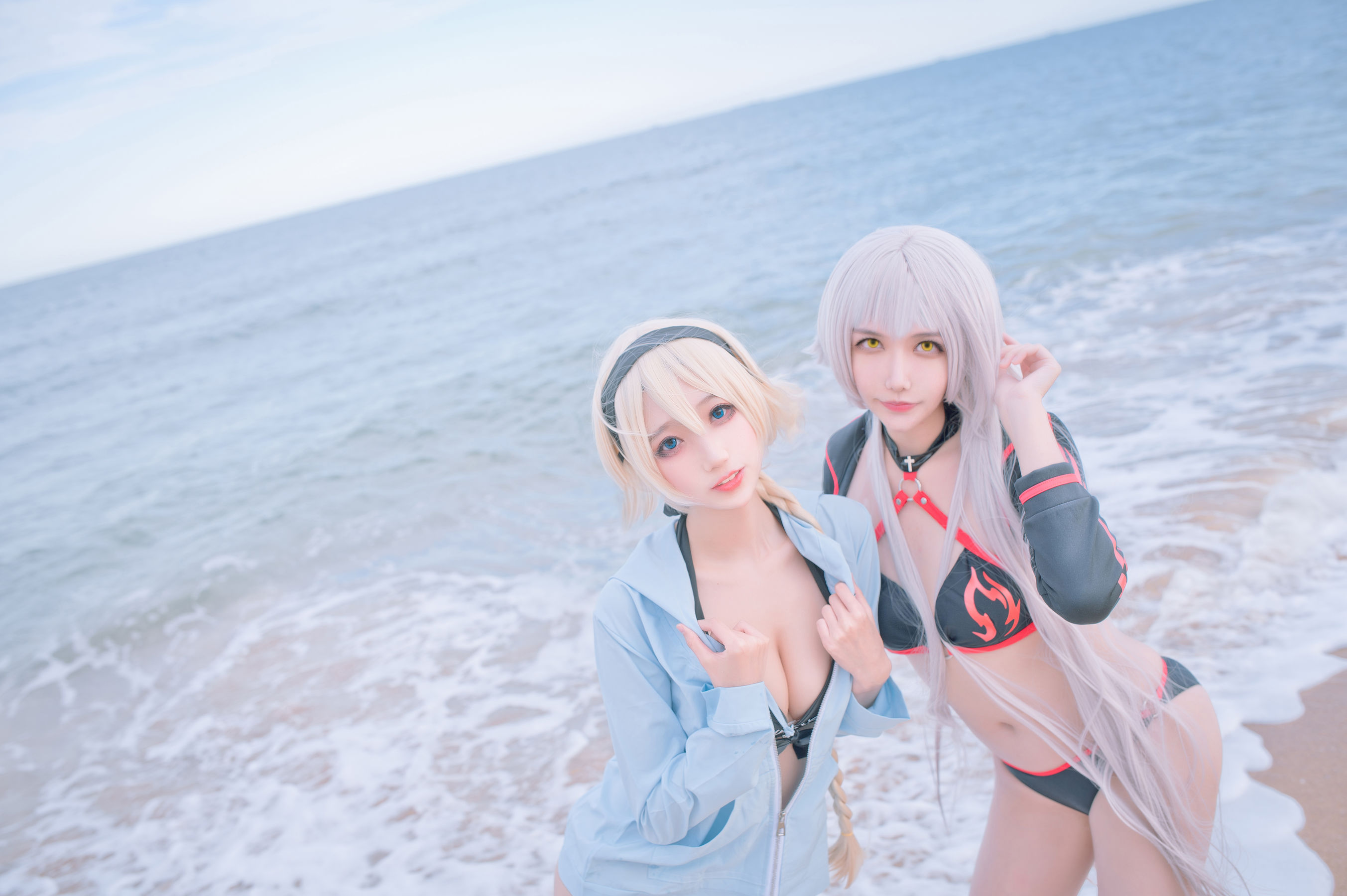 周叽是可爱兔兔 - 黑白贞双人泳衣-图15