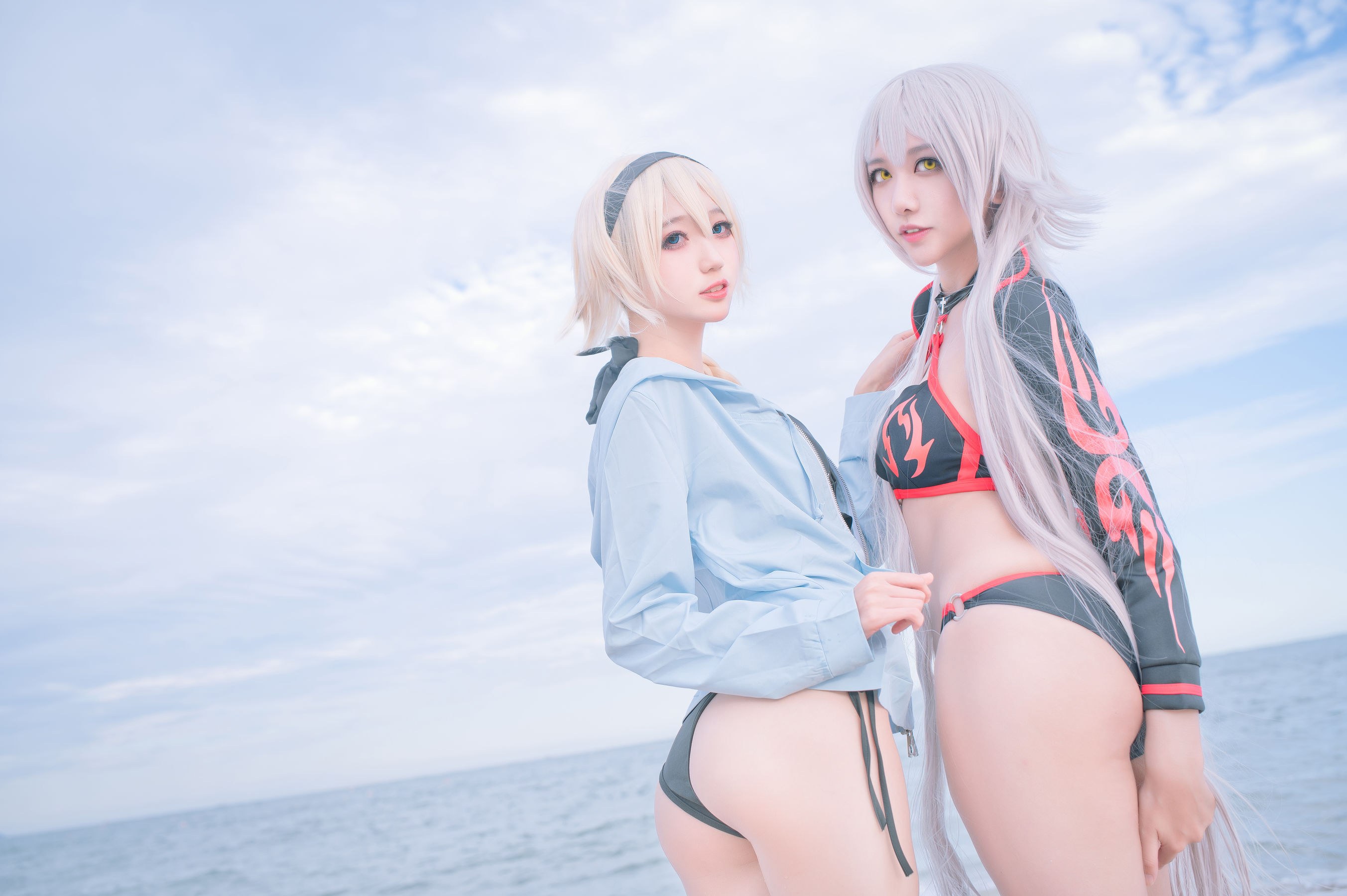 周叽是可爱兔兔 - 黑白贞双人泳衣-图16