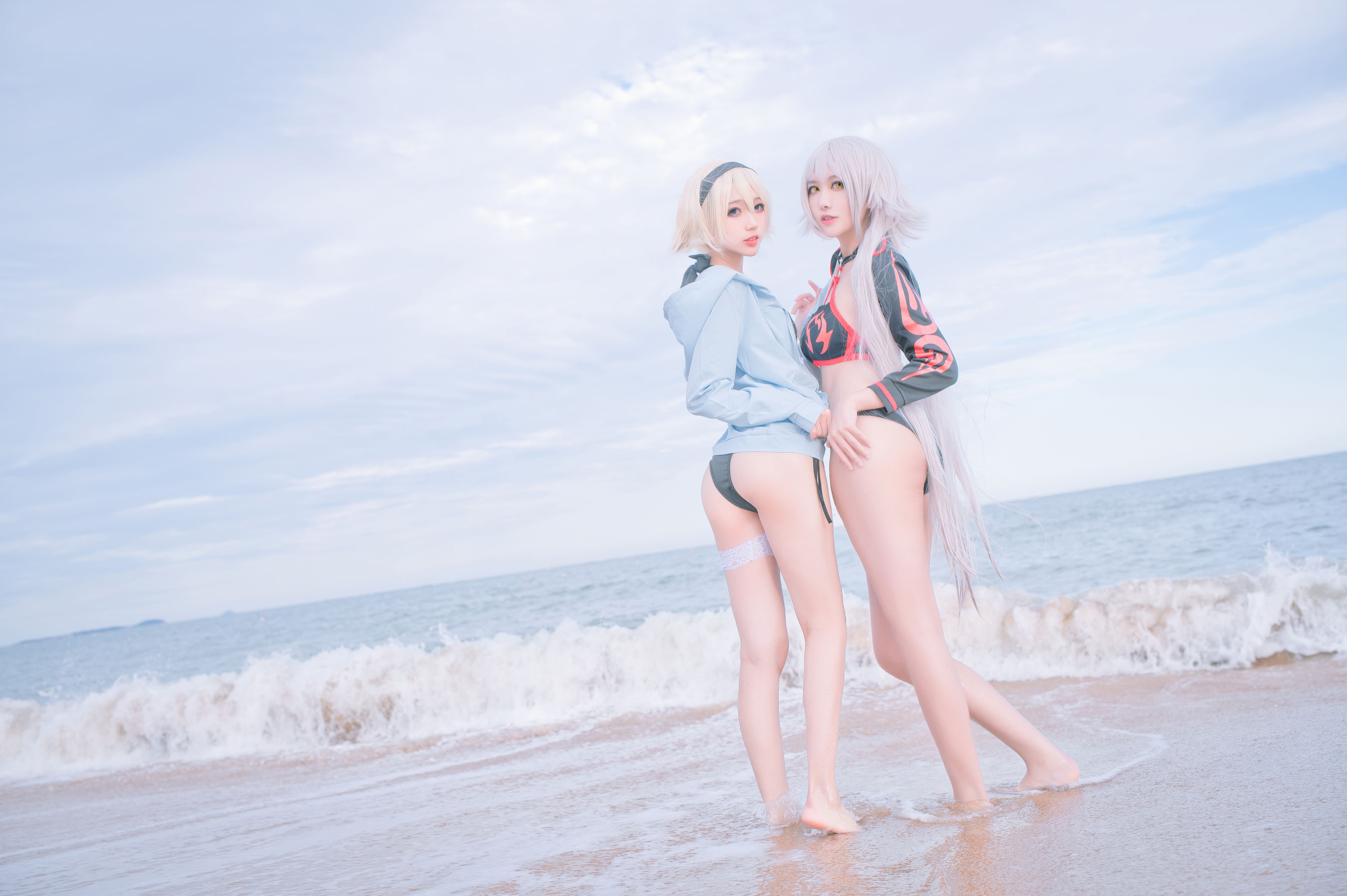 周叽是可爱兔兔 - 黑白贞双人泳衣-图17