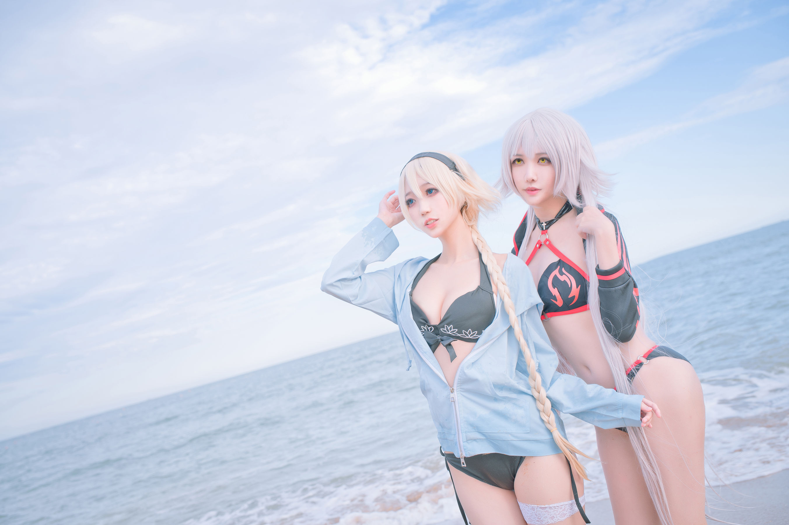 周叽是可爱兔兔 - 黑白贞双人泳衣-图18