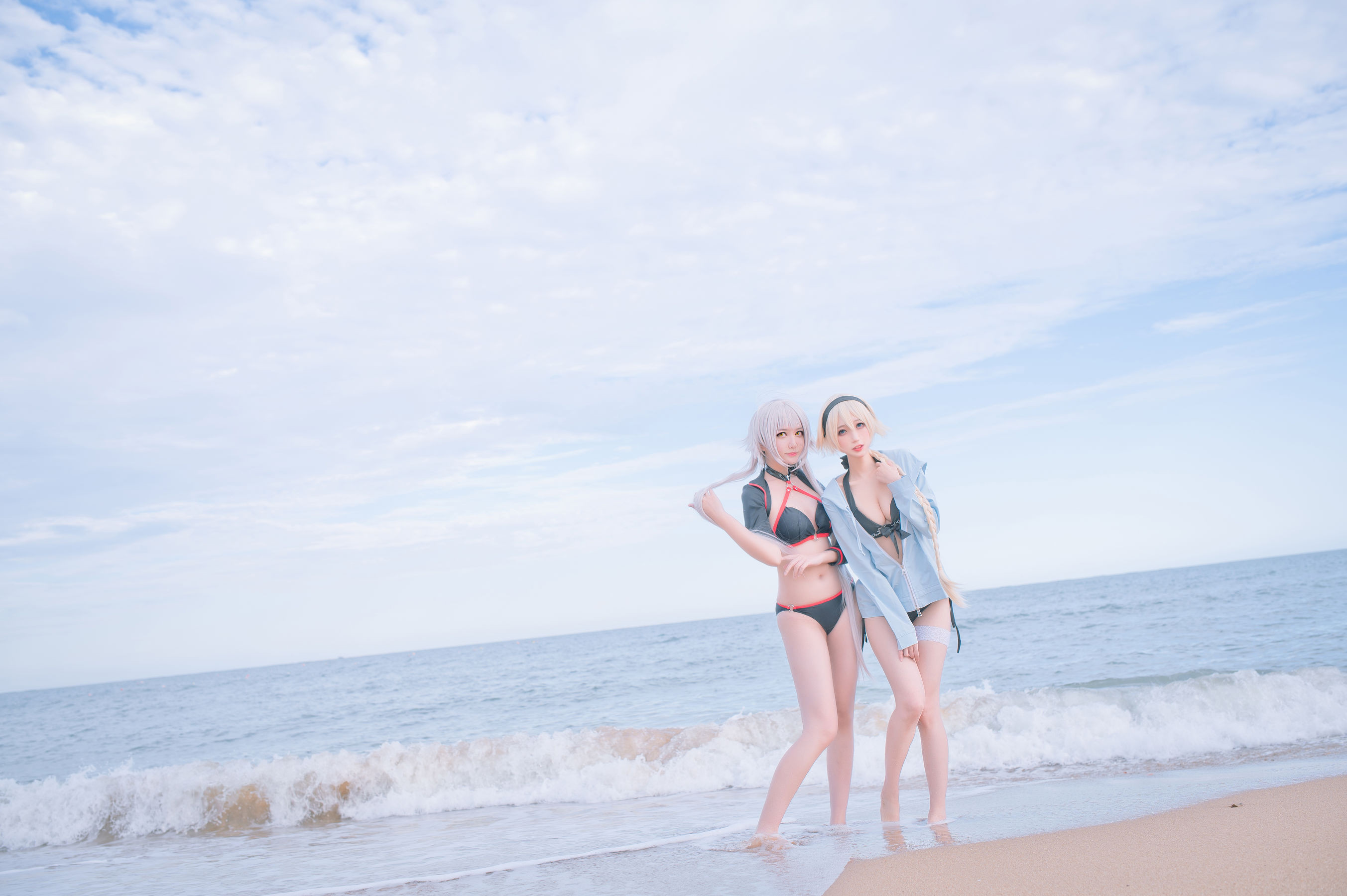 周叽是可爱兔兔 - 黑白贞双人泳衣-图3