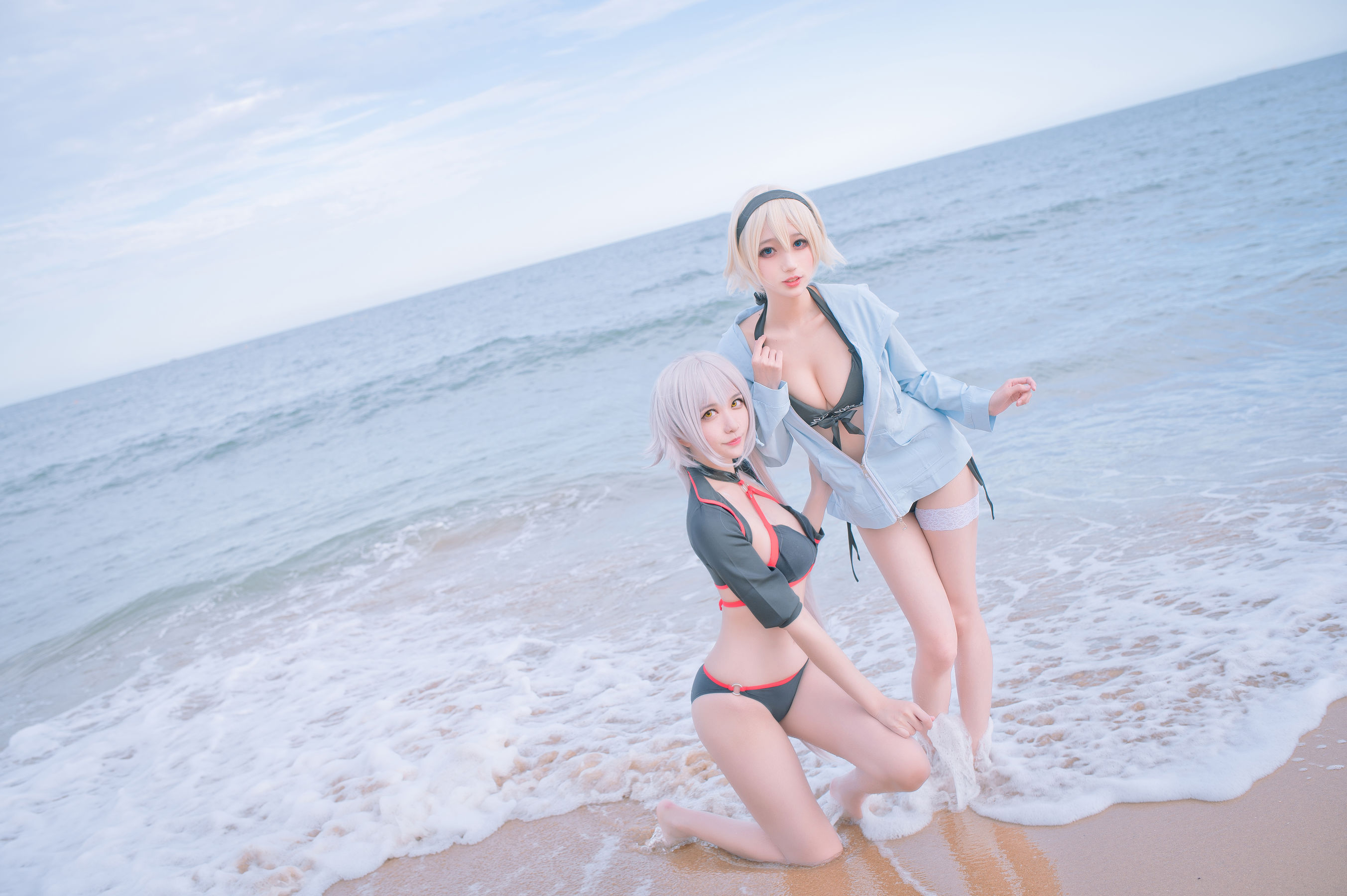 周叽是可爱兔兔 - 黑白贞双人泳衣-图4