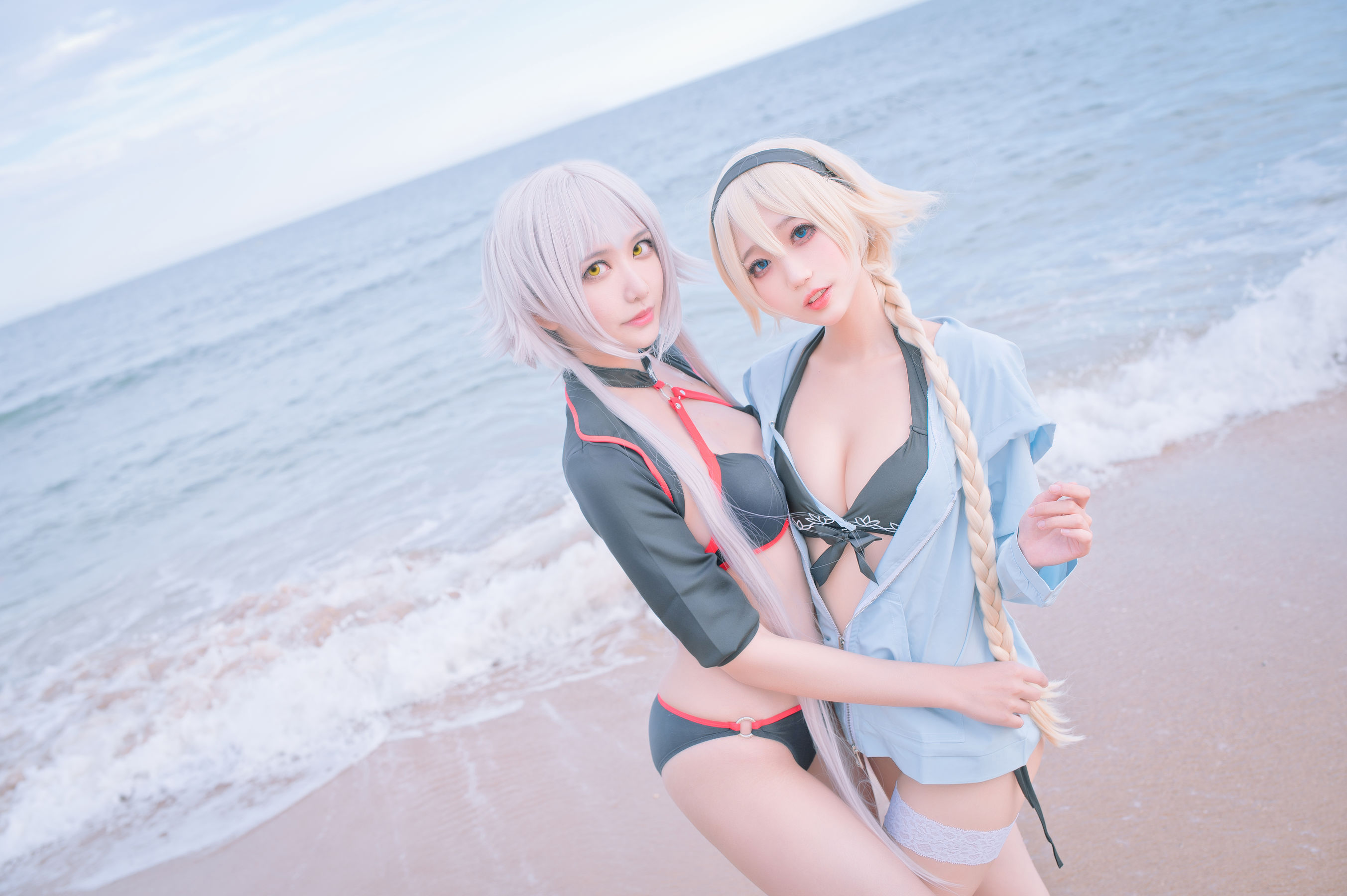 周叽是可爱兔兔 - 黑白贞双人泳衣-图5