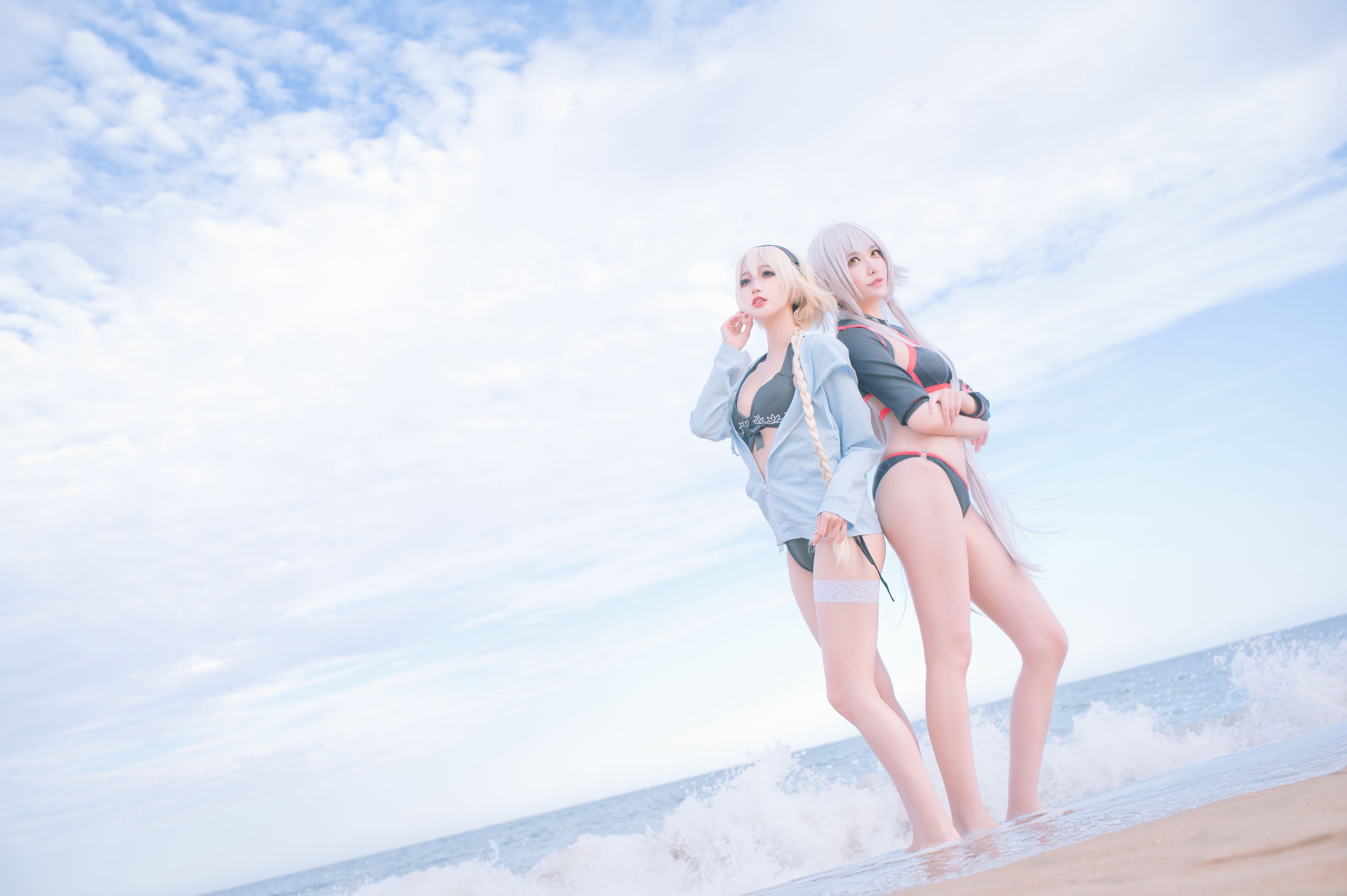 周叽是可爱兔兔 - 黑白贞双人泳衣-图6