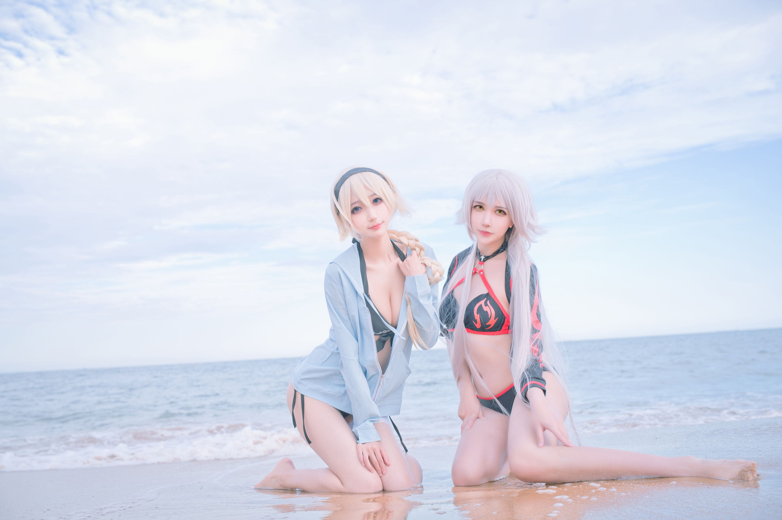 周叽是可爱兔兔 - 黑白贞双人泳衣-图8