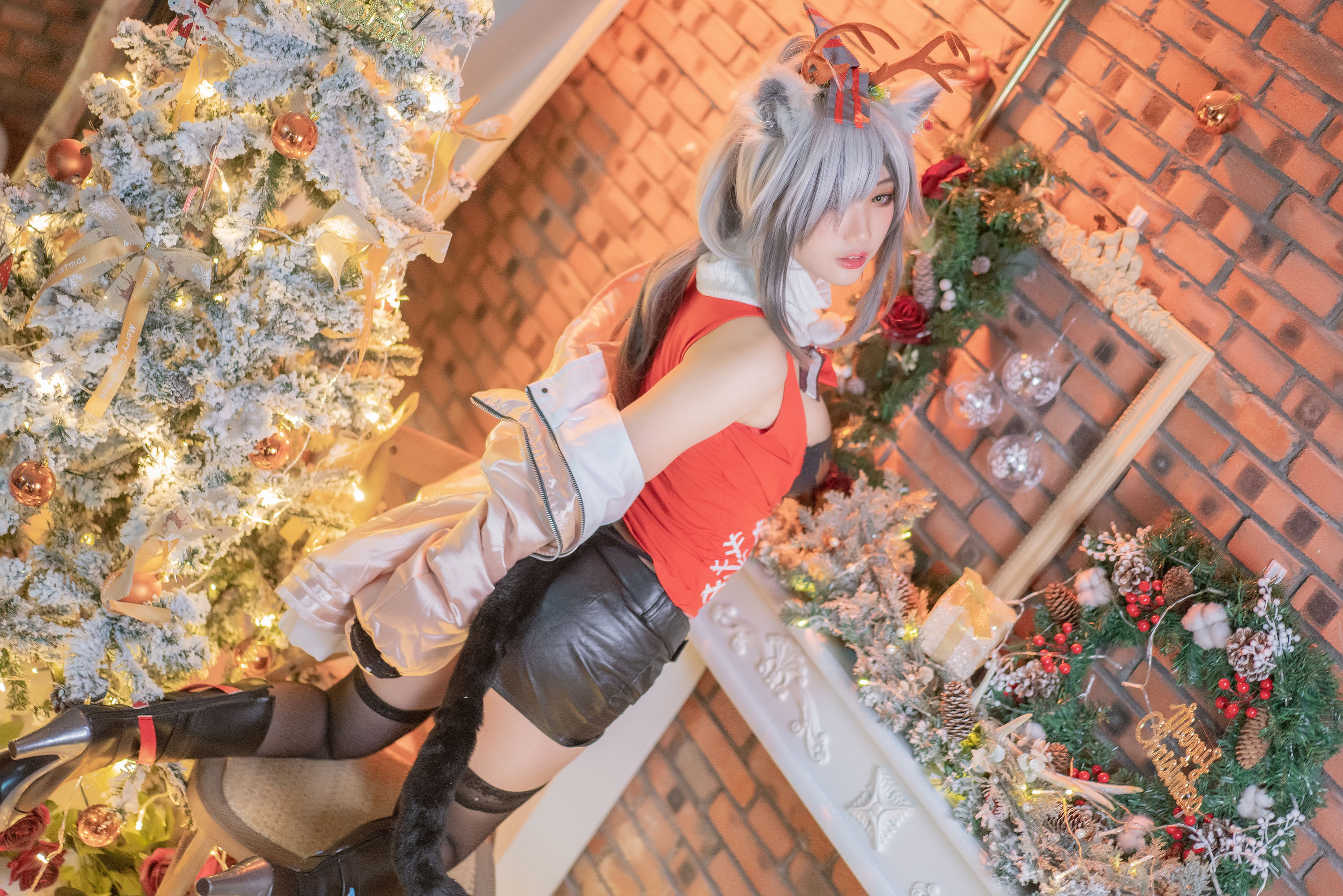 周叽是可爱兔兔 - 圣诞黑丝兽耳-图12