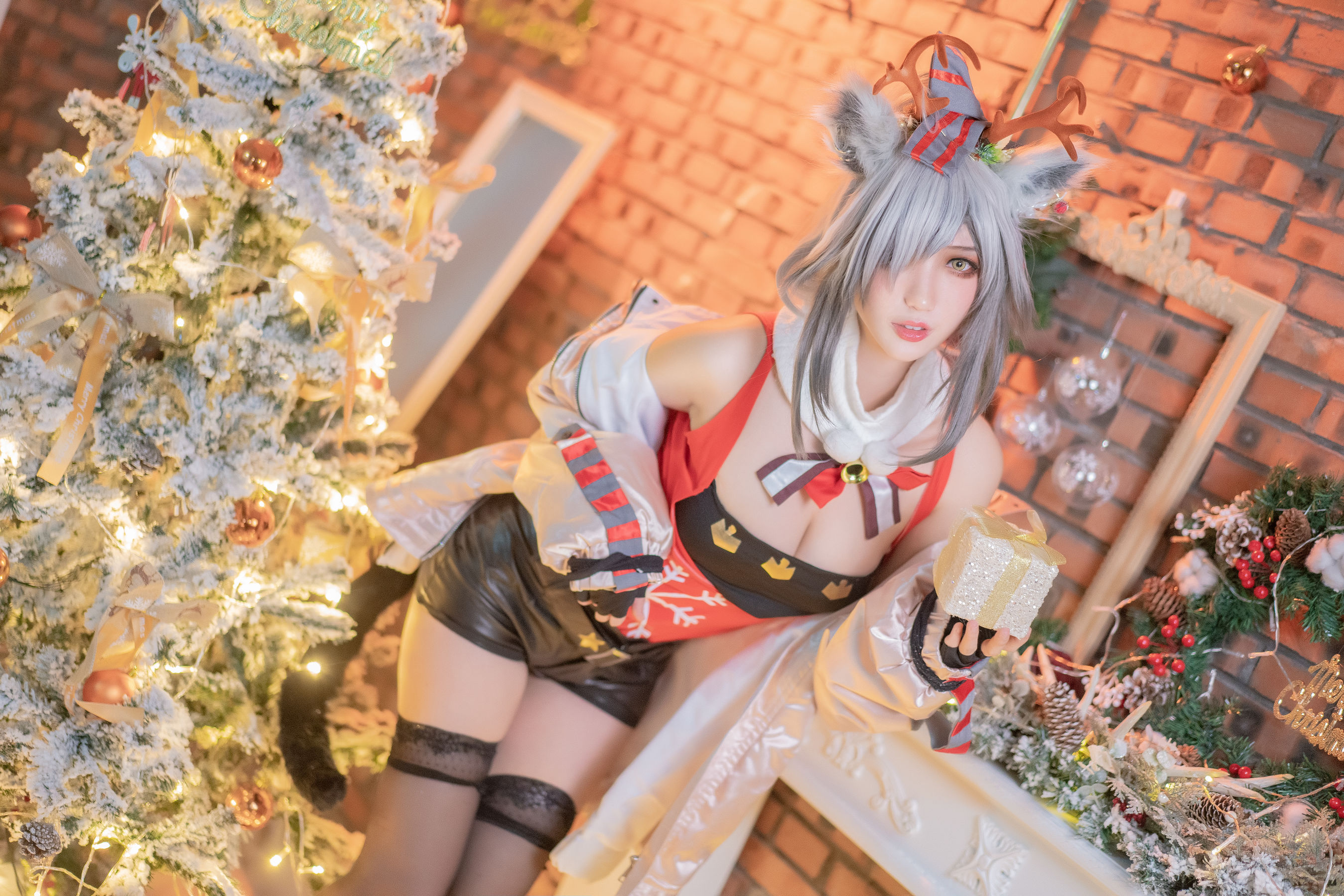 周叽是可爱兔兔 - 圣诞黑丝兽耳-图13