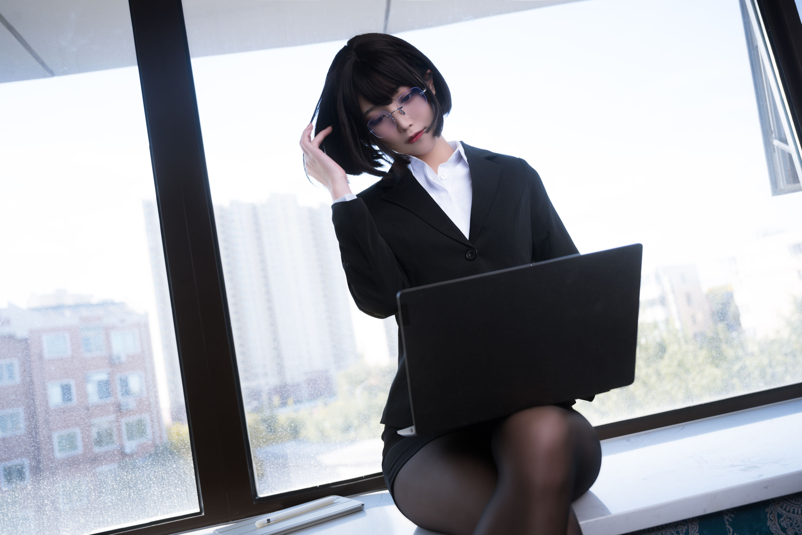 Cosplay汪知子 - 黑丝OL-图14