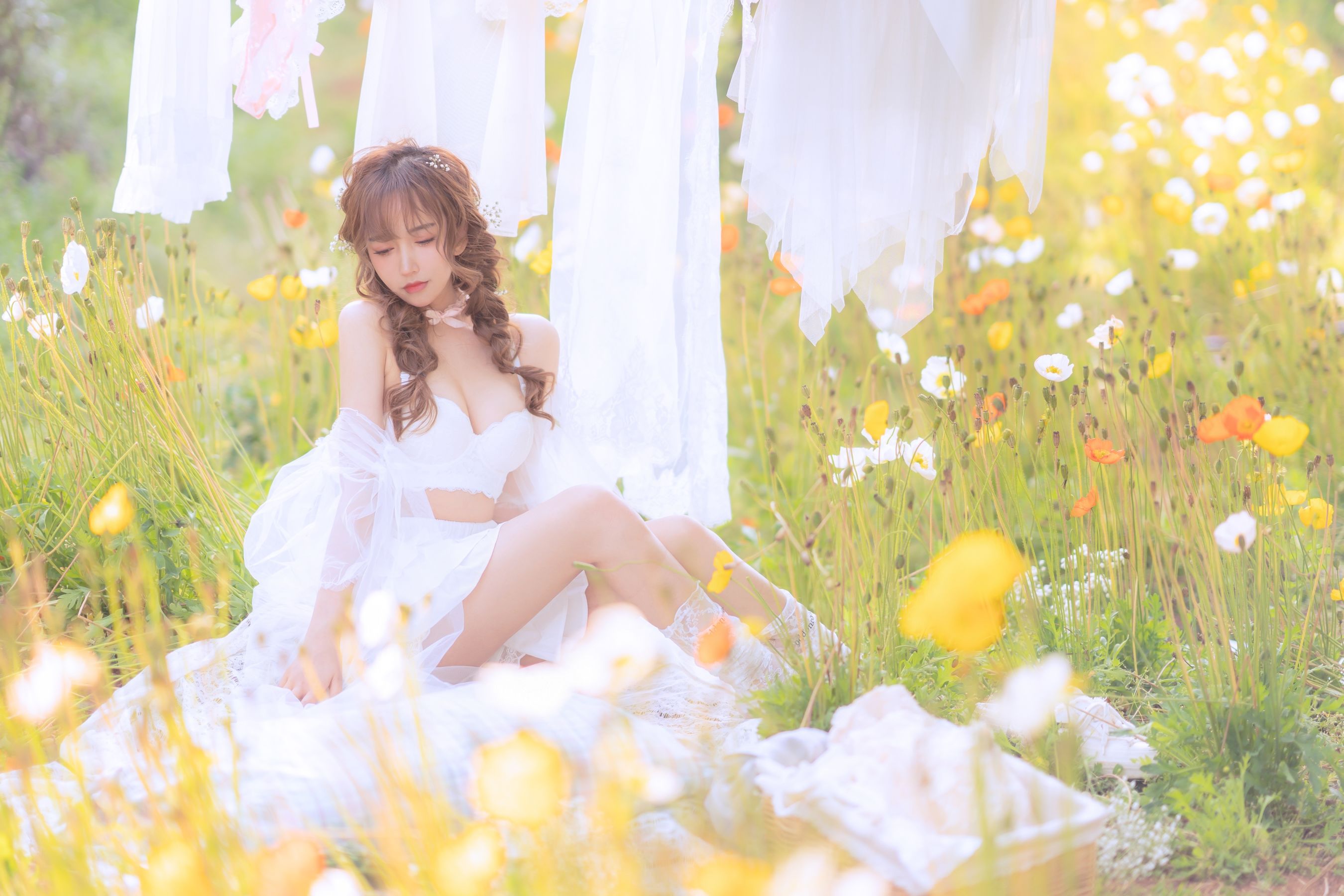 斗鱼米线线sama写真 - 夏日限定 晒衣服-图38