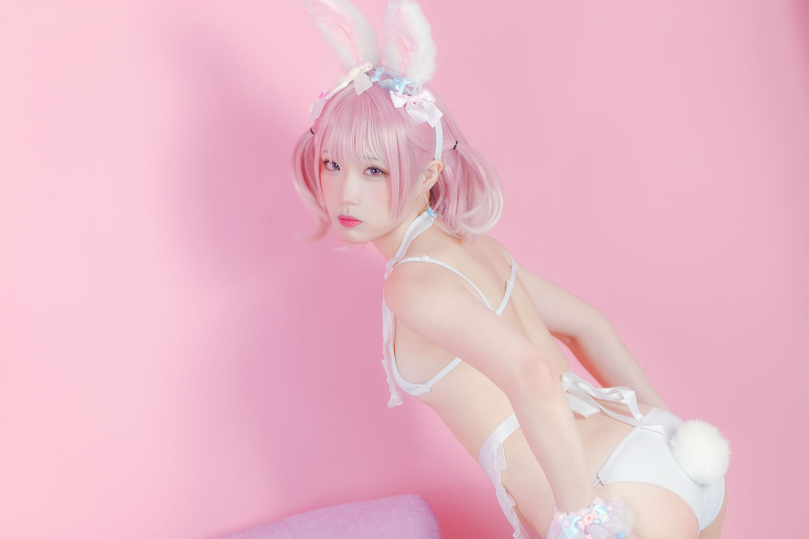 动漫博主Mime弥美 - 白粉色兔女郎-图13
