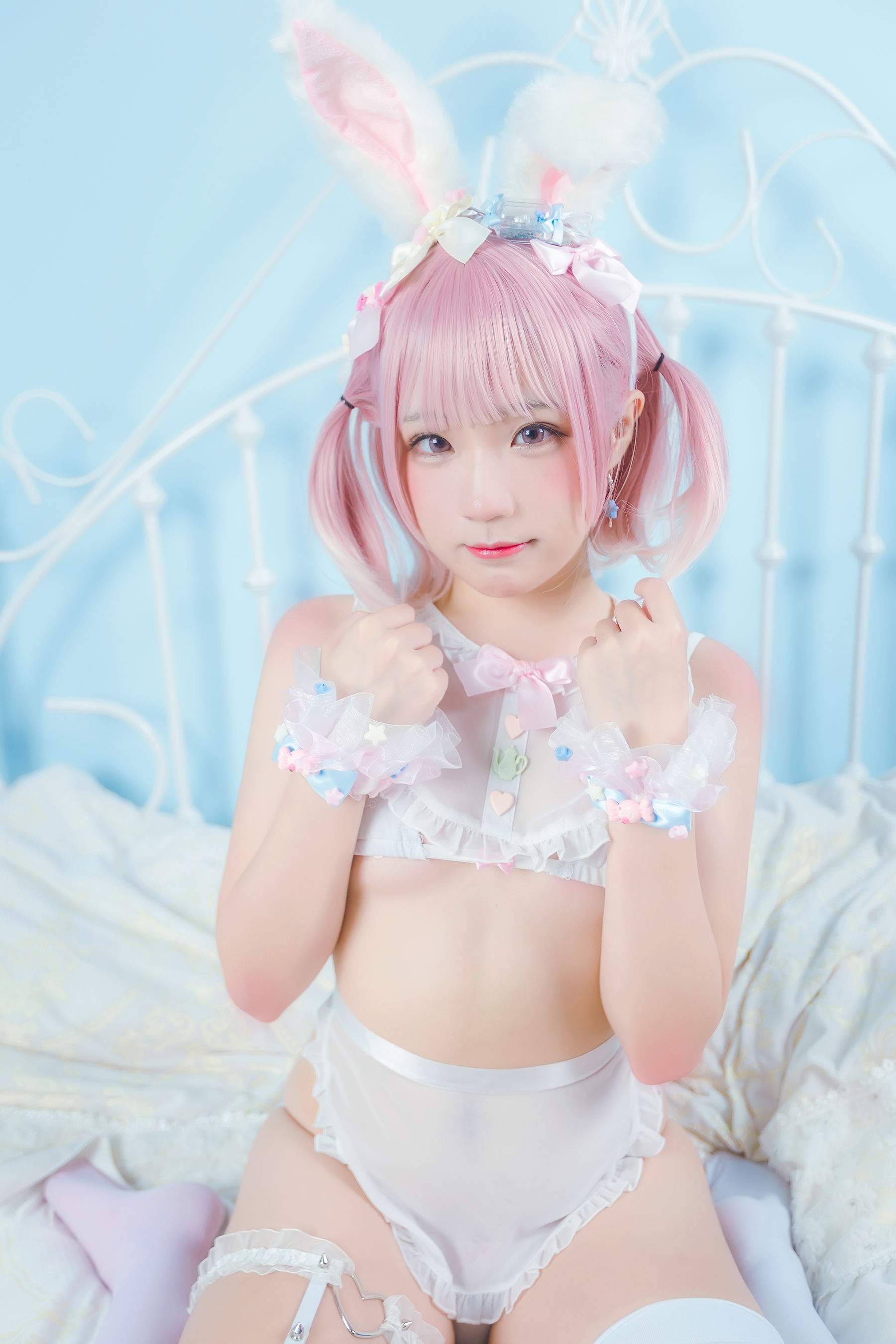 动漫博主Mime弥美 - 白粉色兔女郎-图15