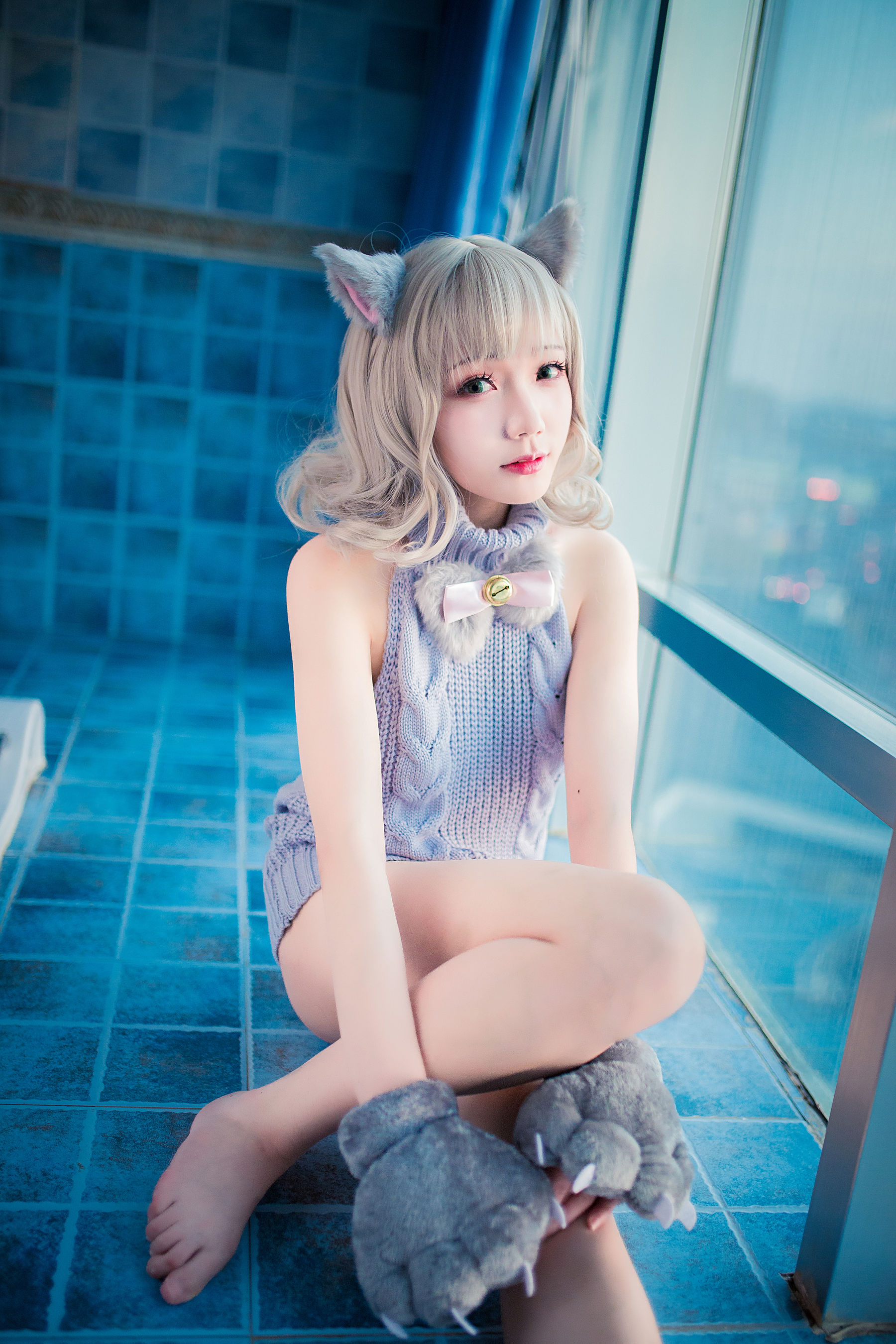 萝莉福利真央Mao - 露背毛衣-图13