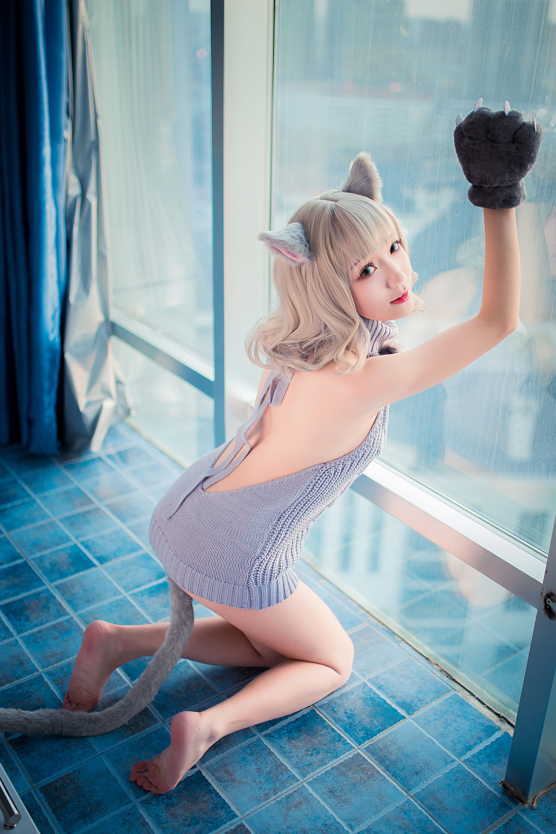 萝莉福利真央Mao - 露背毛衣-图15