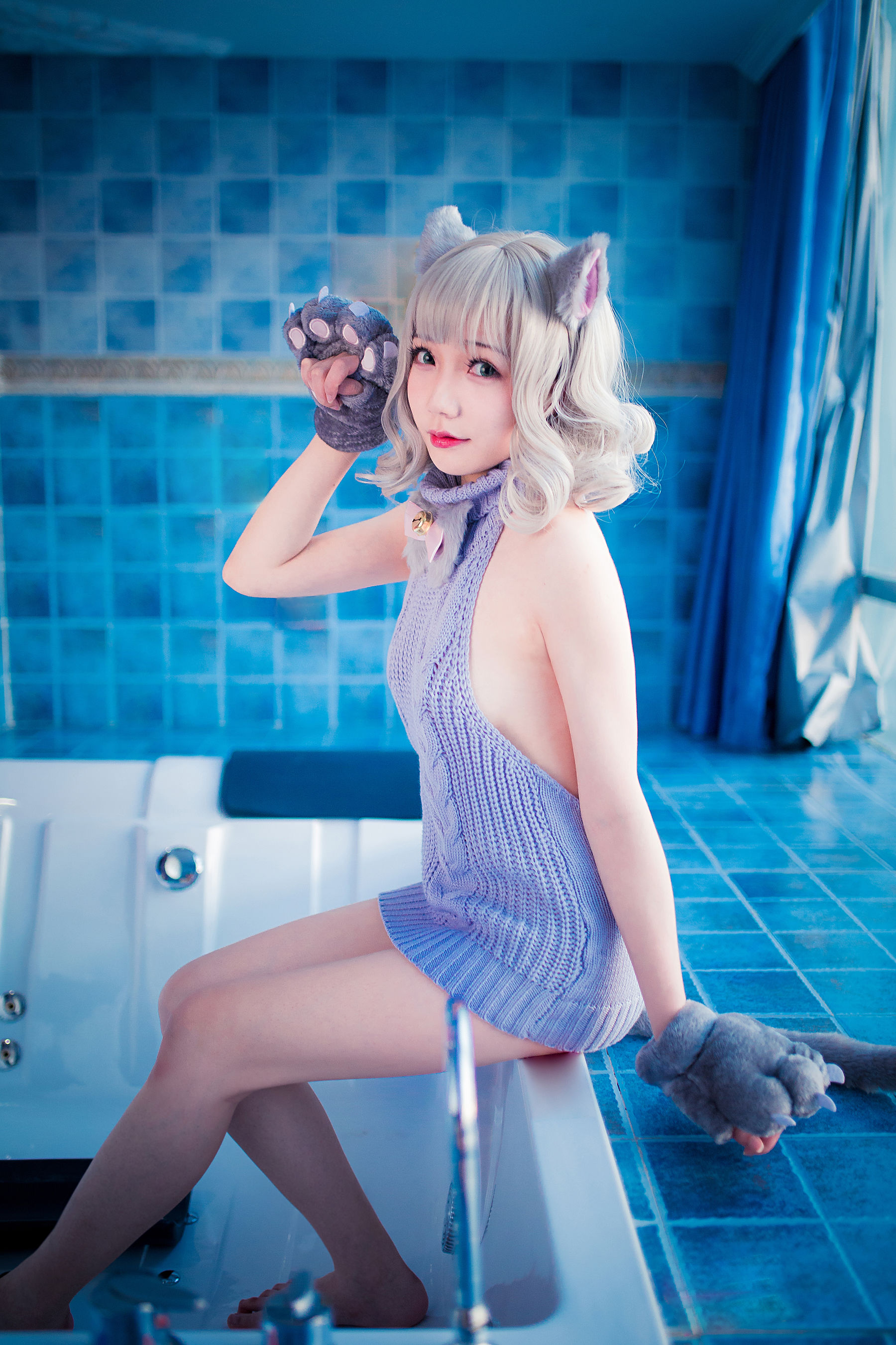 萝莉福利真央Mao - 露背毛衣-图16