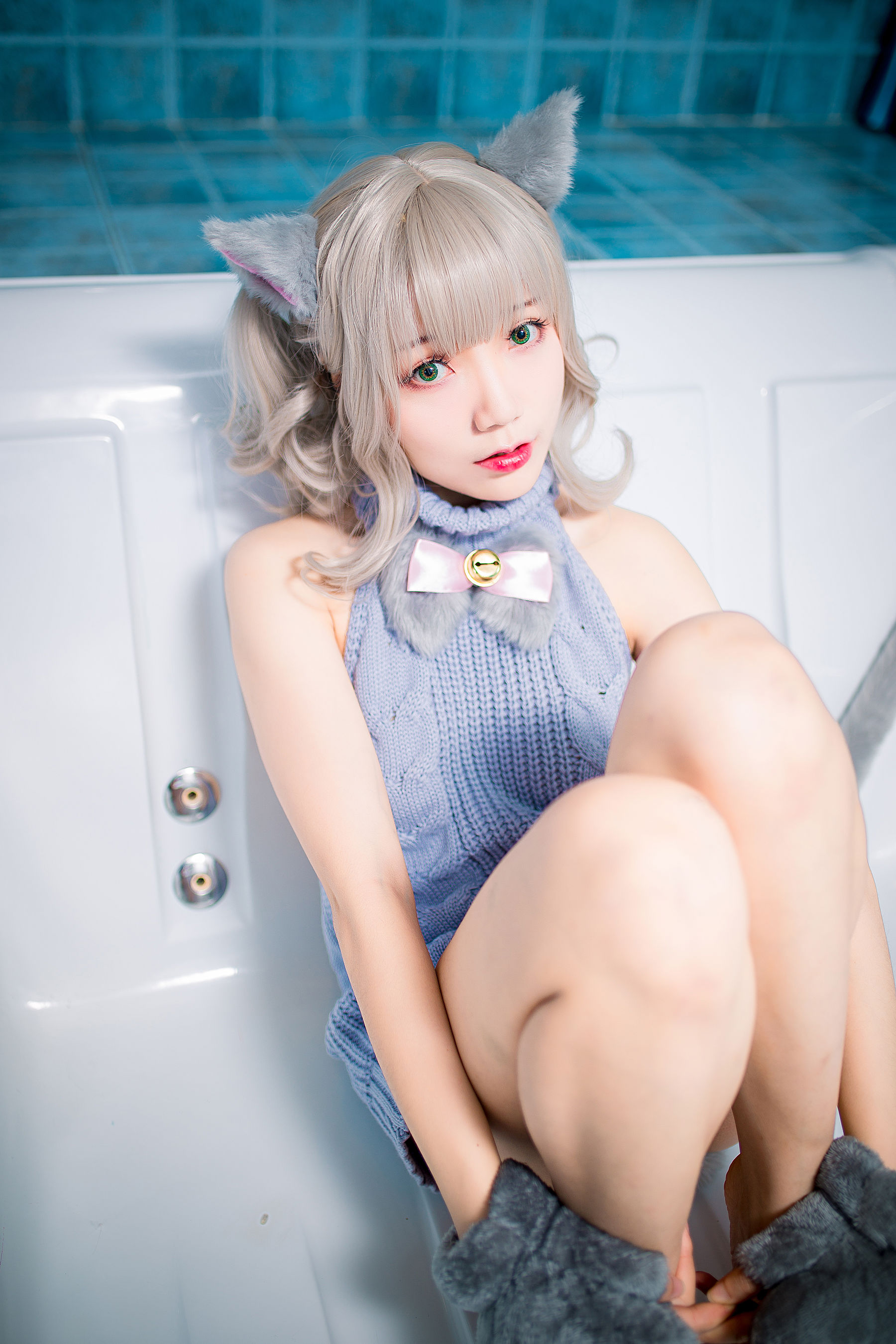 萝莉福利真央Mao - 露背毛衣-图3