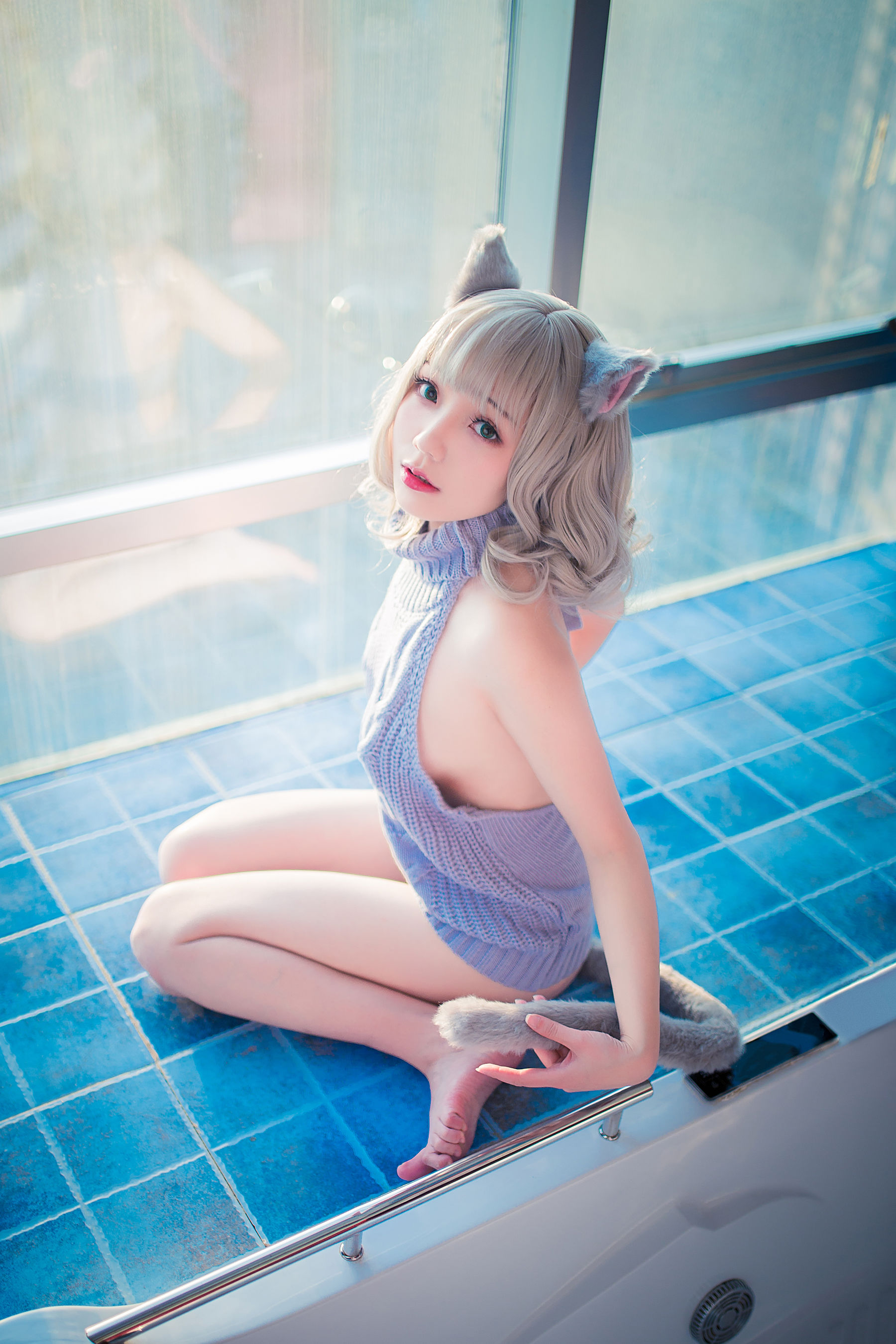 萝莉福利真央Mao - 露背毛衣-图39