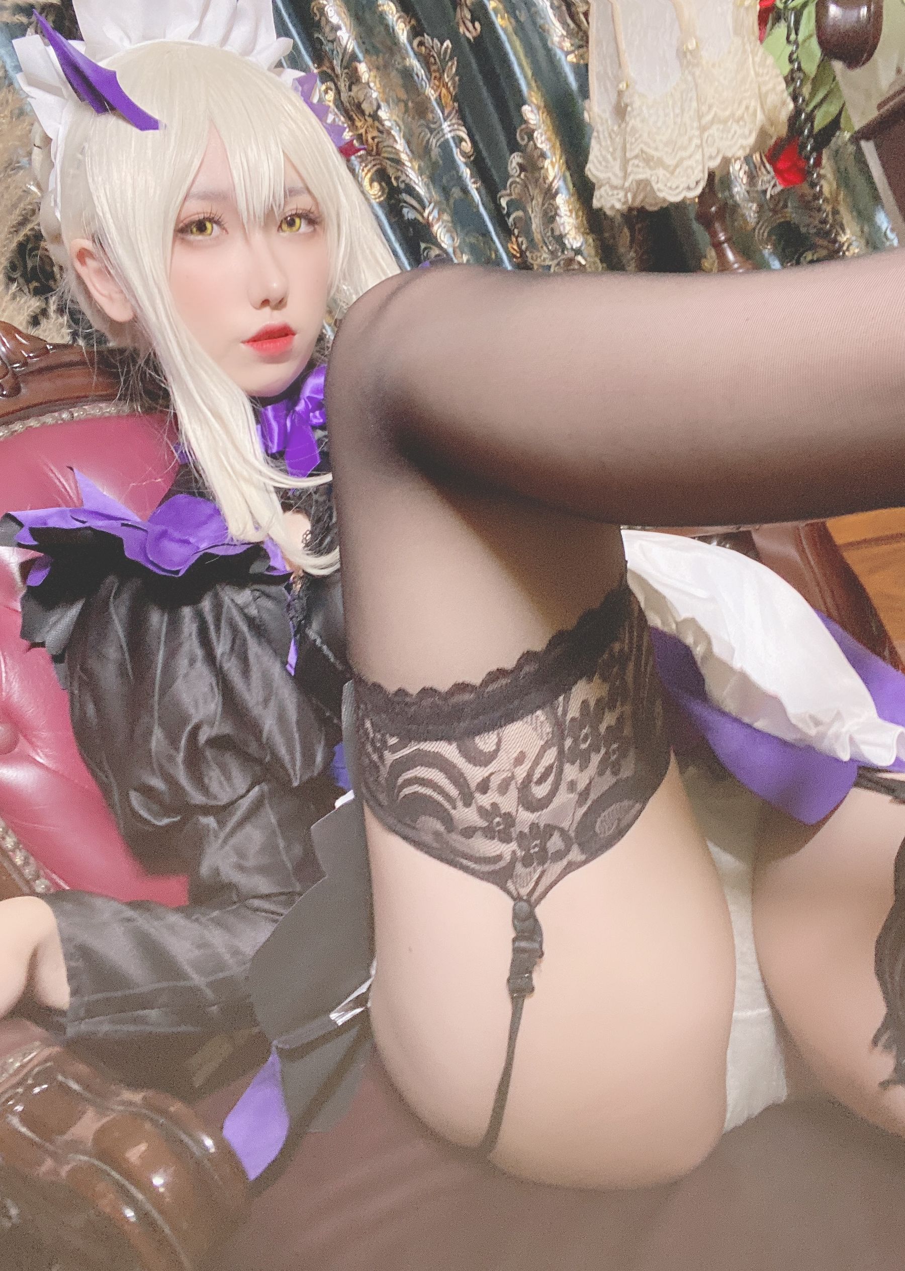 芋圆侑子SJ_ - 黑枪呆女仆自拍-图0