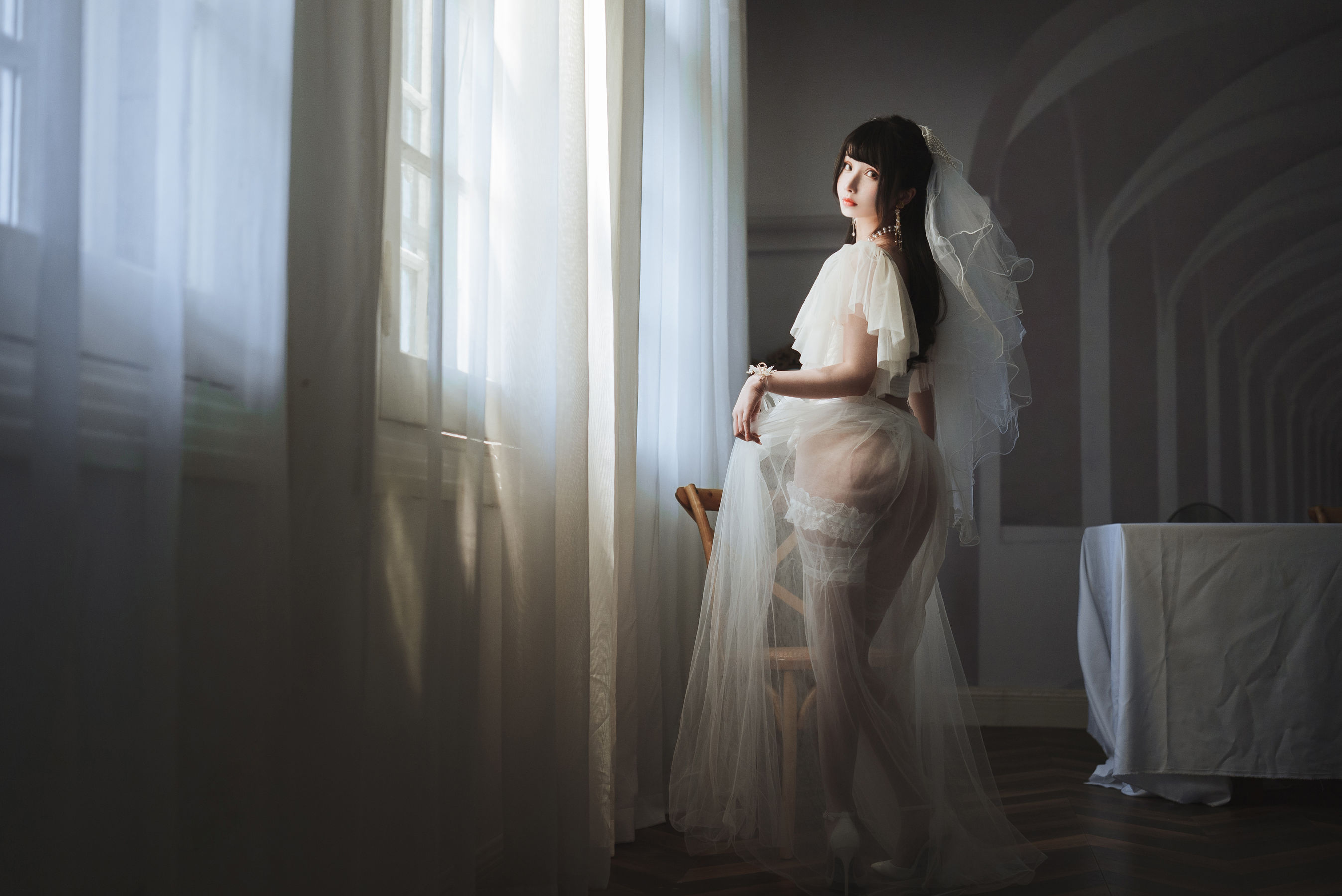 COS福利rioko凉凉子 - 透明婚纱-图14