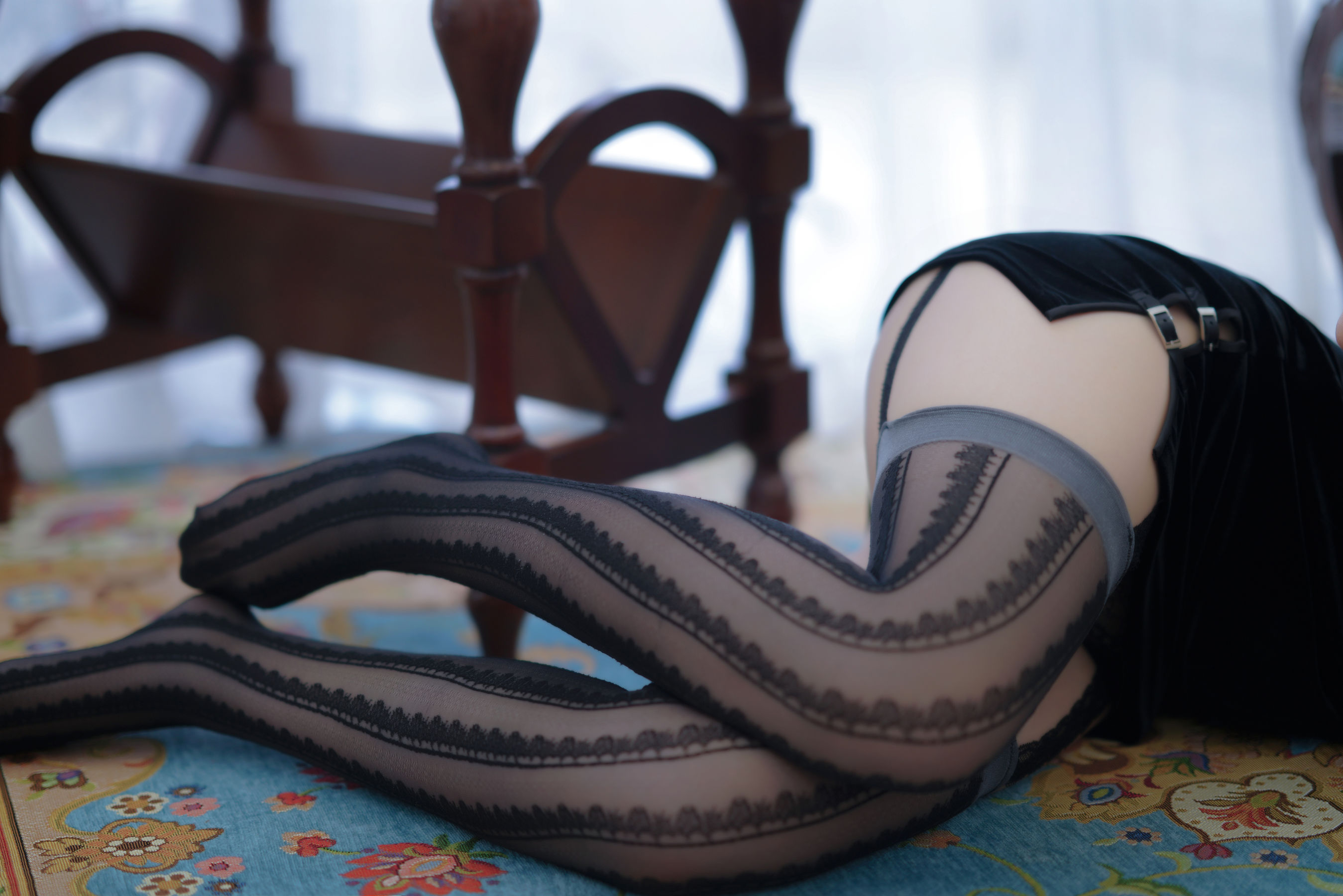 半半子 - 吊带黑丝袜-图16