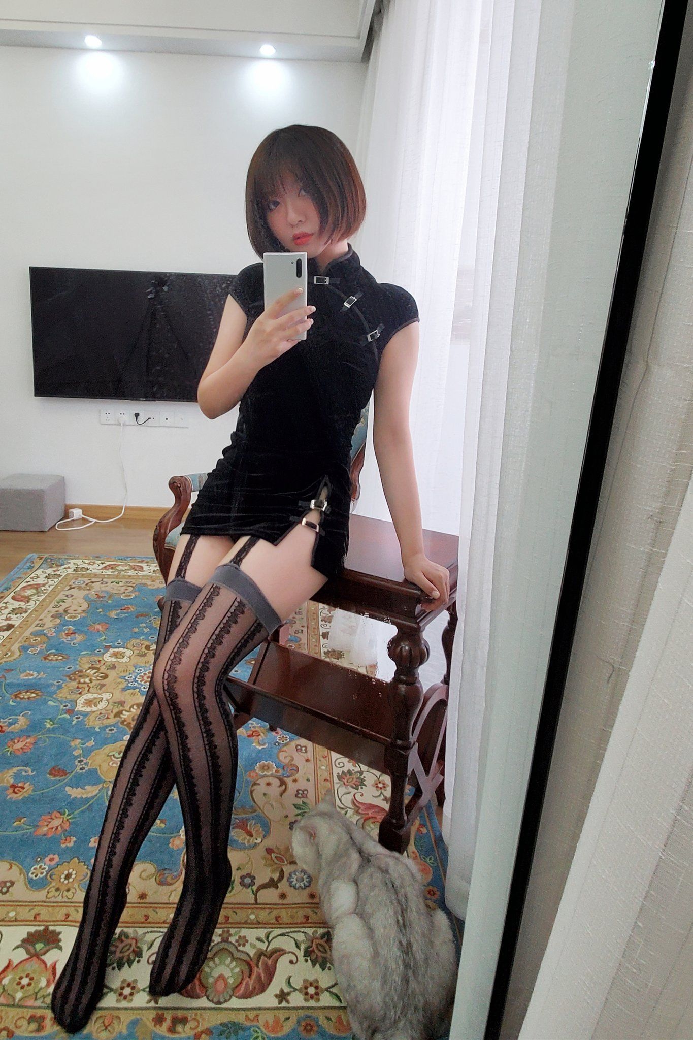 半半子 - 吊带黑丝袜-图26