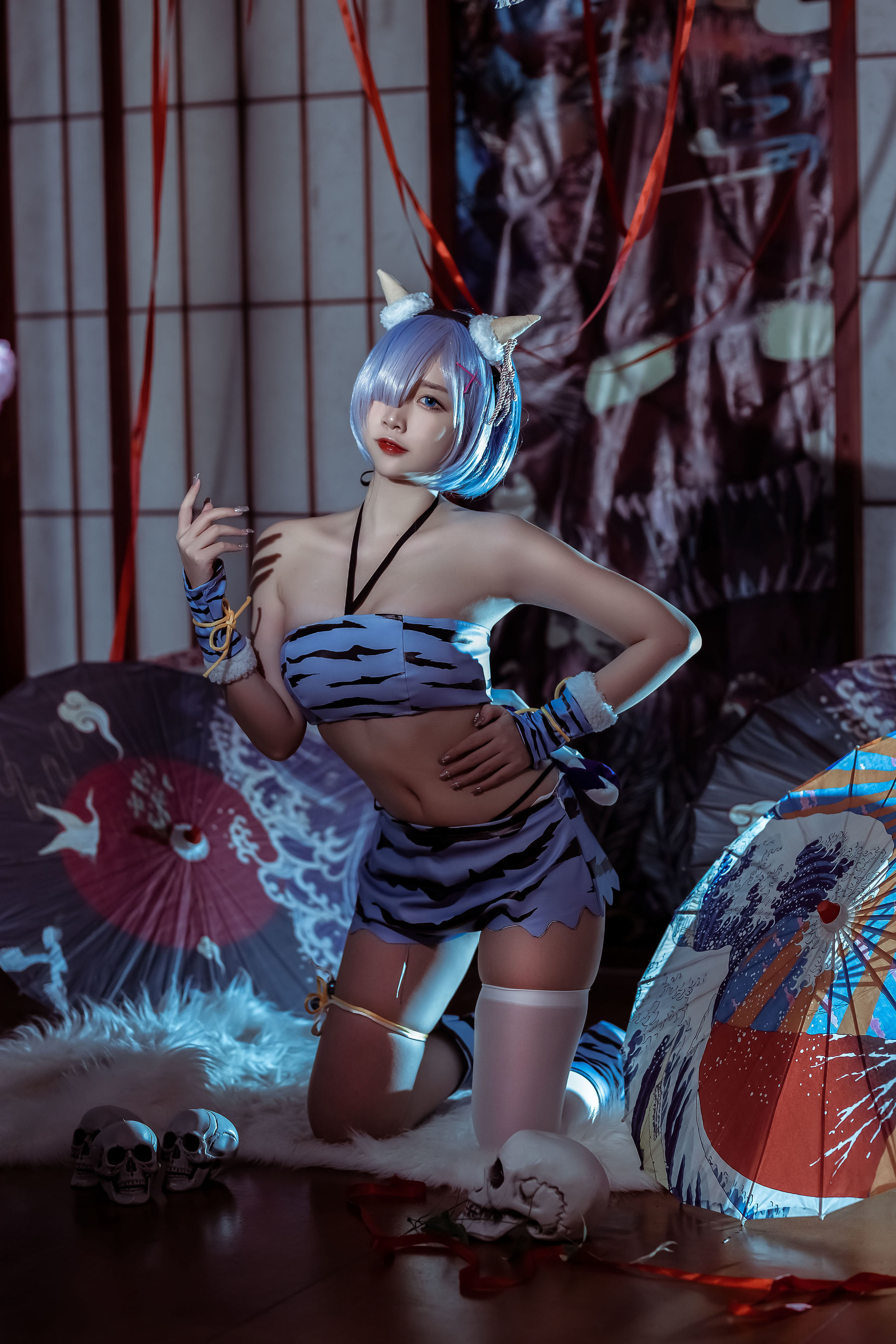 人气Coser二佐Nisa - 蕾姆 夏日鬼衣-图0