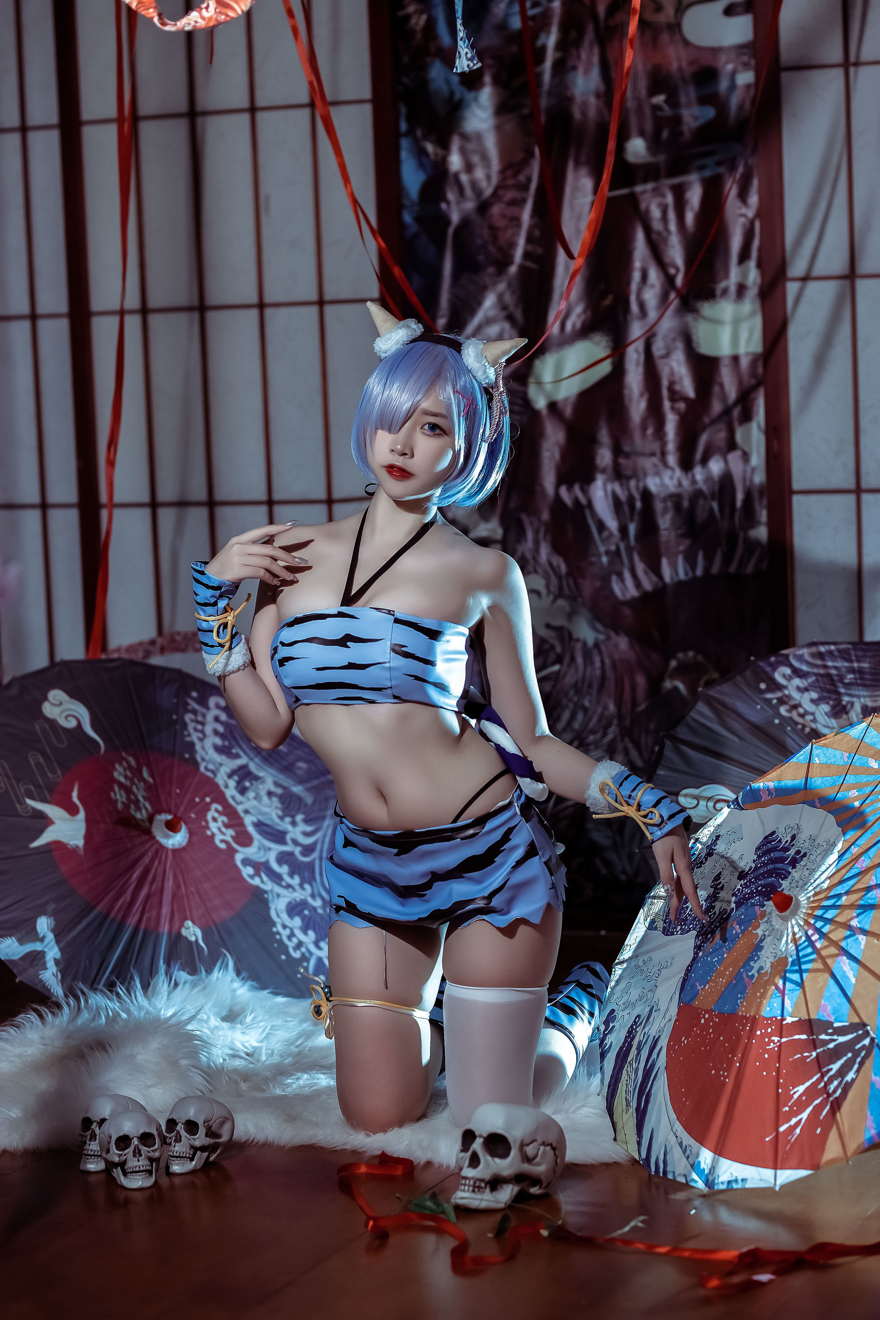 人气Coser二佐Nisa - 蕾姆 夏日鬼衣-图2