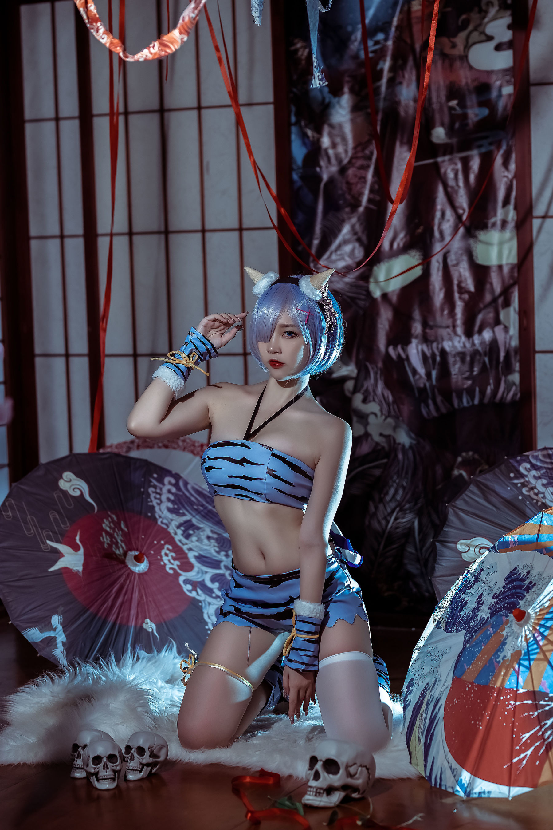 人气Coser二佐Nisa - 蕾姆 夏日鬼衣-图3