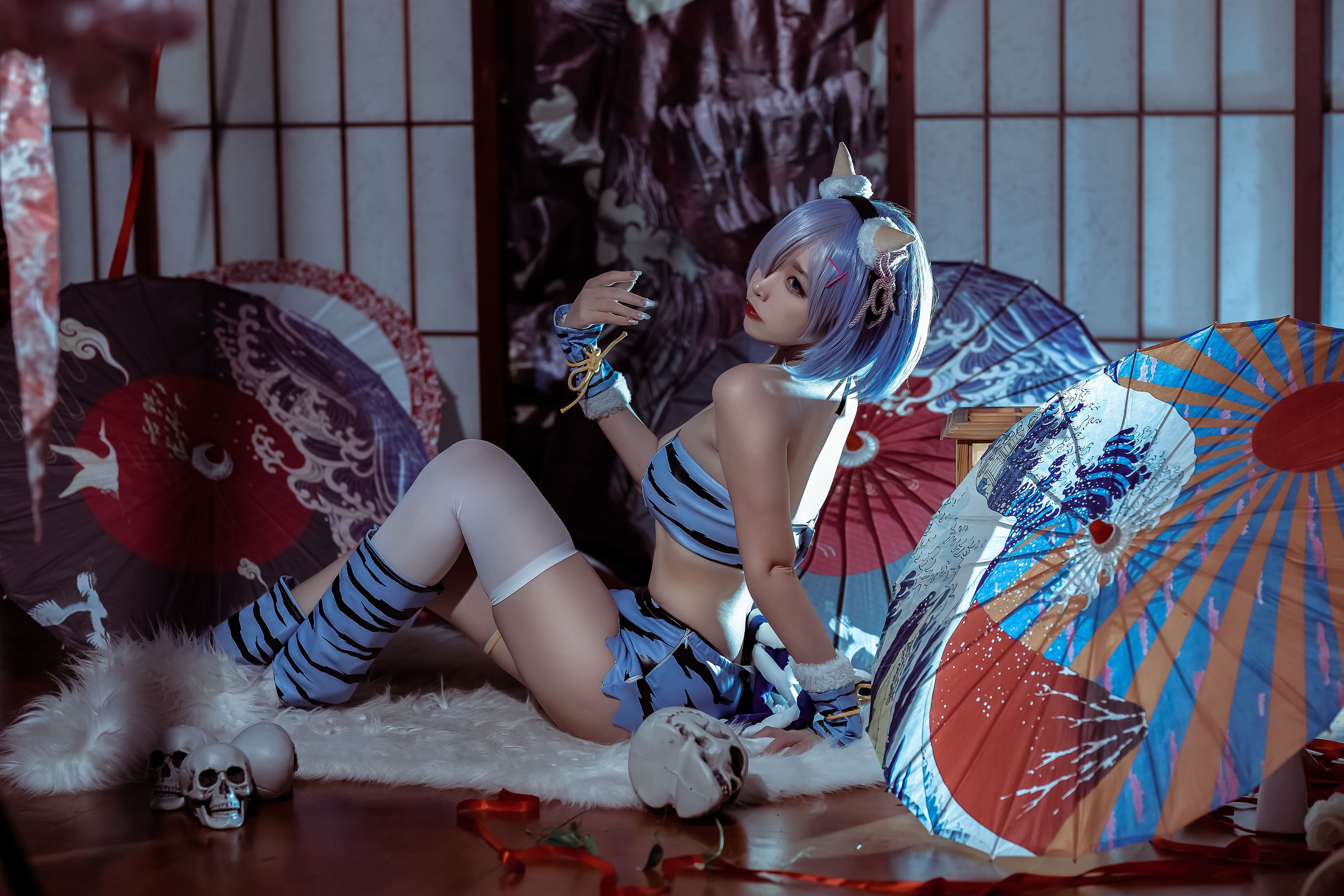 人气Coser二佐Nisa - 蕾姆 夏日鬼衣-图8