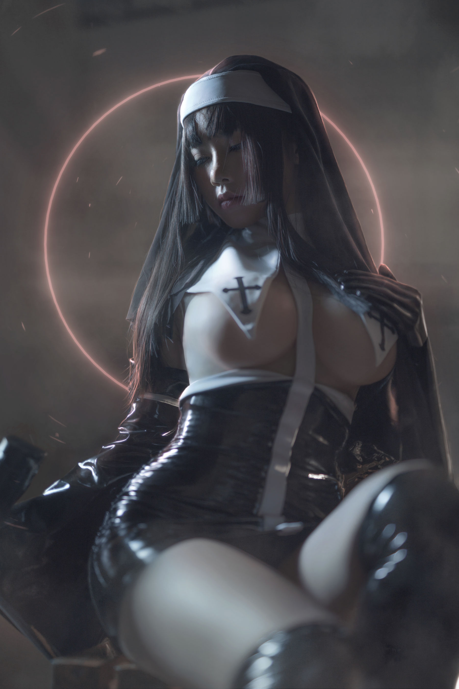 动漫博主uki雨季 - 修女黑胶衣-图4