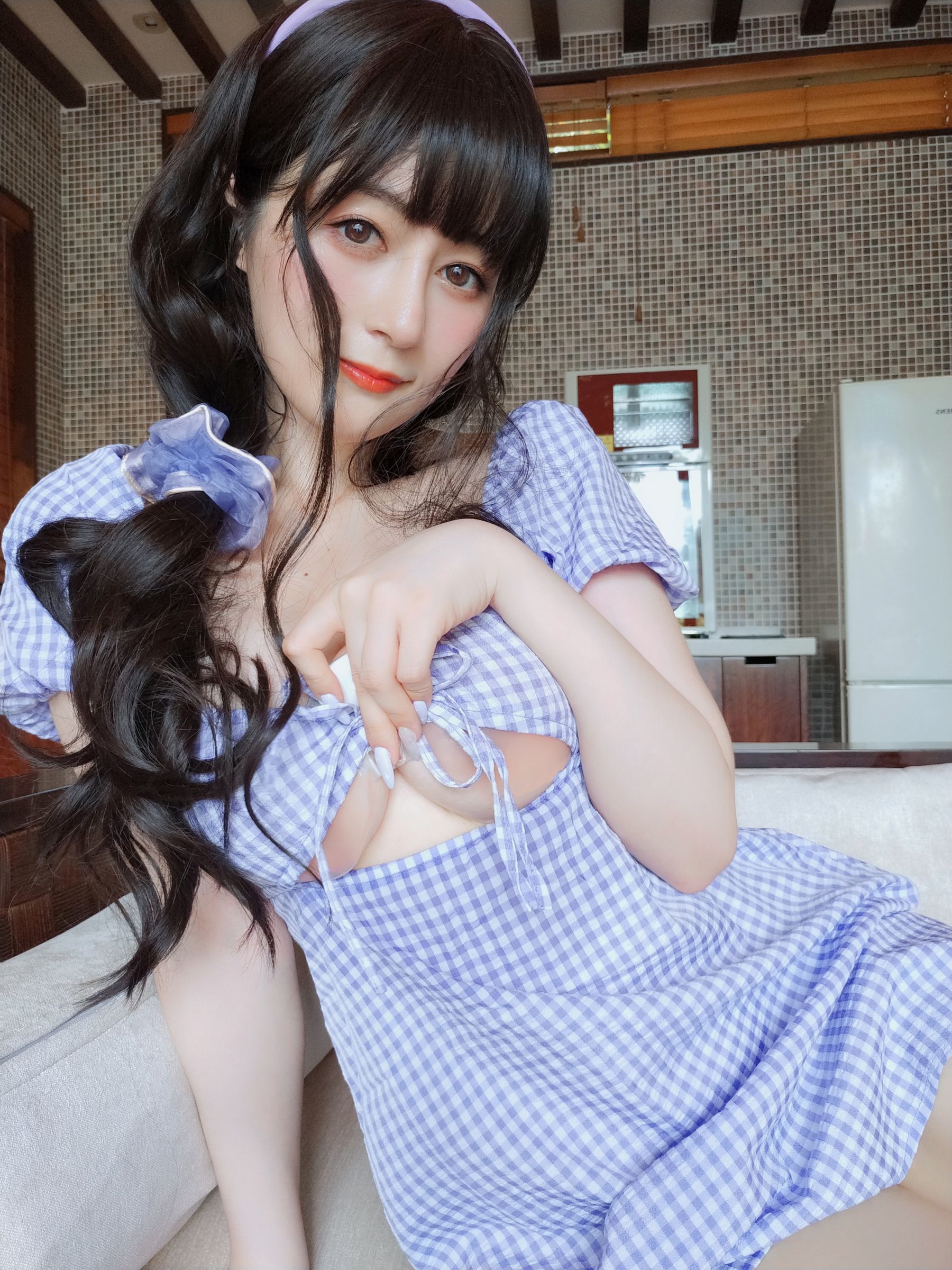 Coser小姐姐白银 - 夏日的格子连衣裙-图48