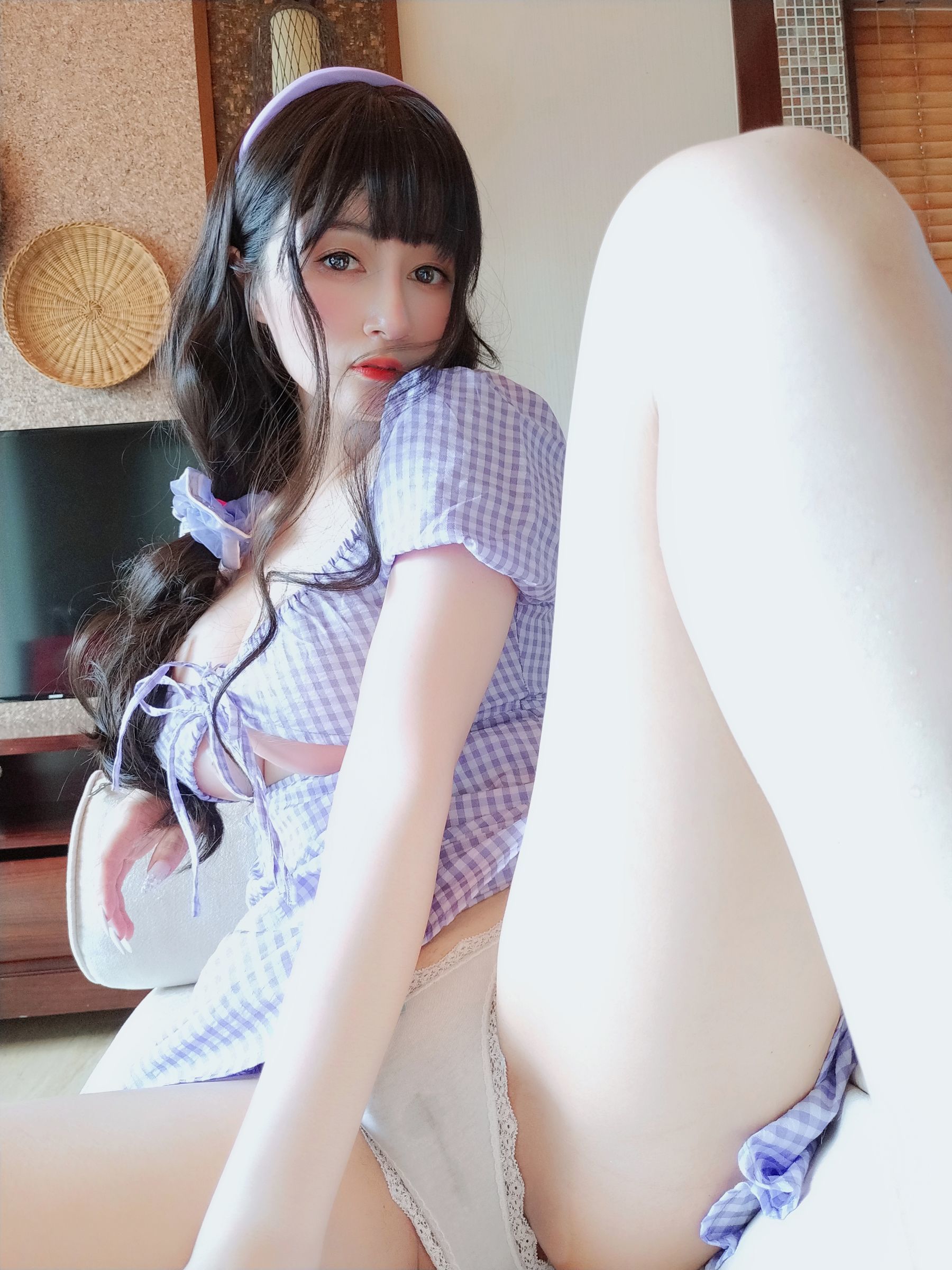 Coser小姐姐白银 - 夏日的格子连衣裙-图67