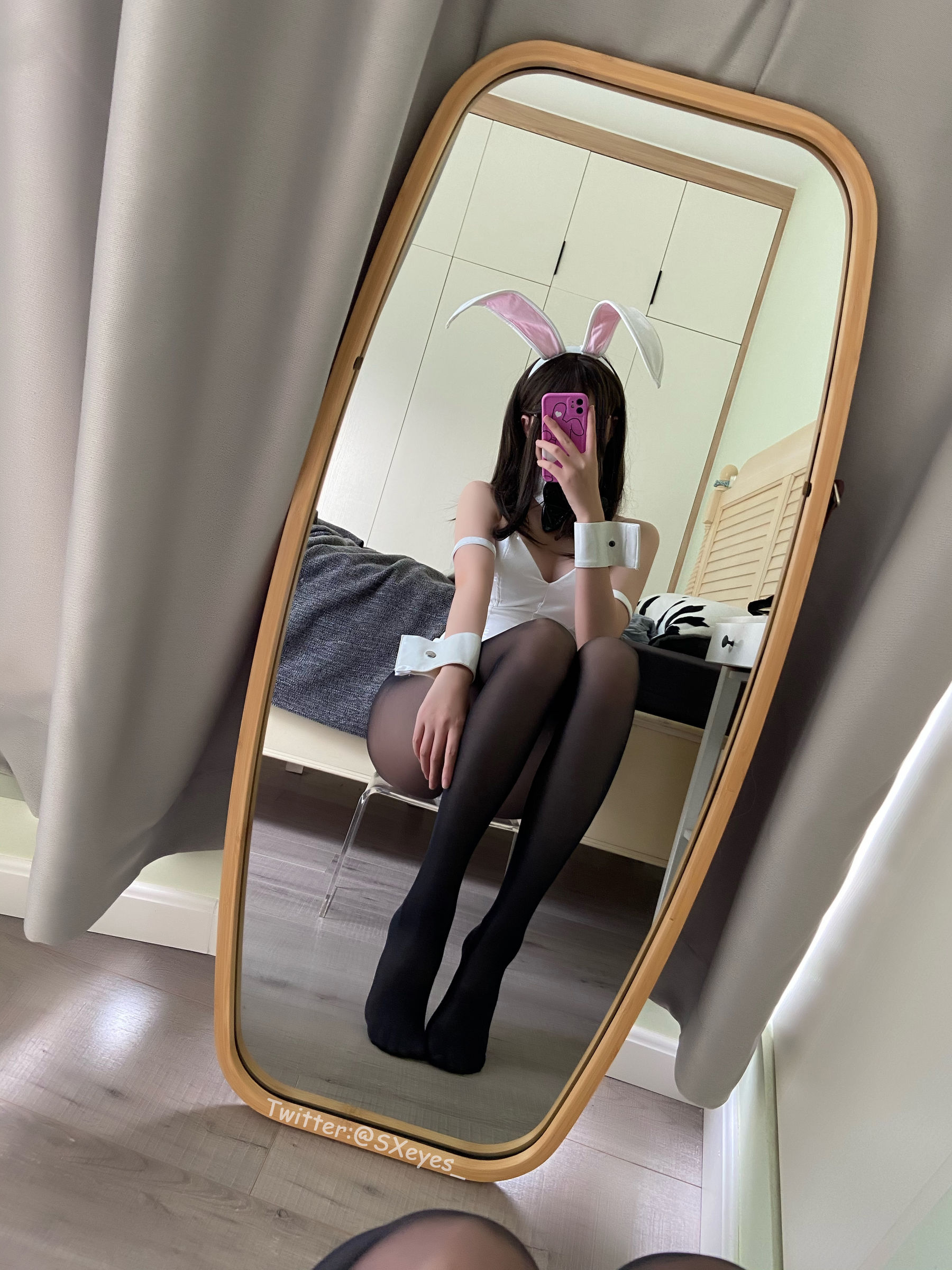 萌妹子眼酱大魔王w - 黑丝兔女郎-图9