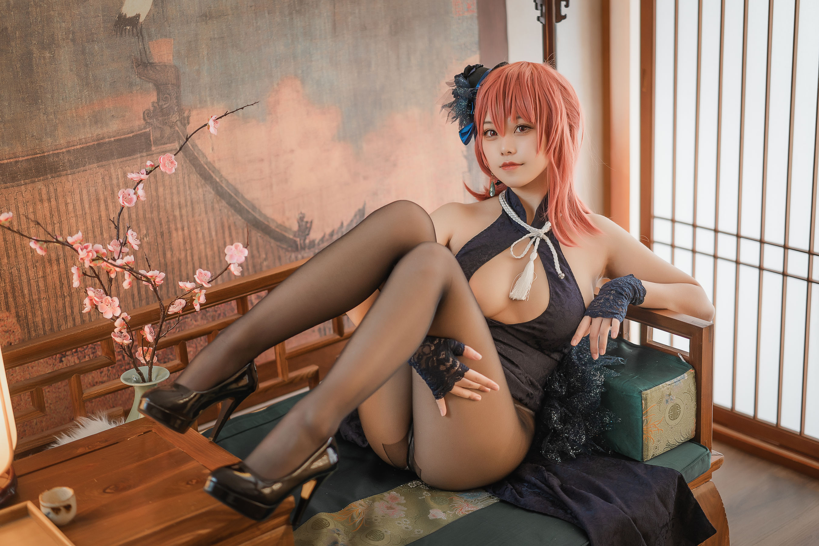 萌系小姐姐蜜汁猫裘 - 黑太子旗袍-图26