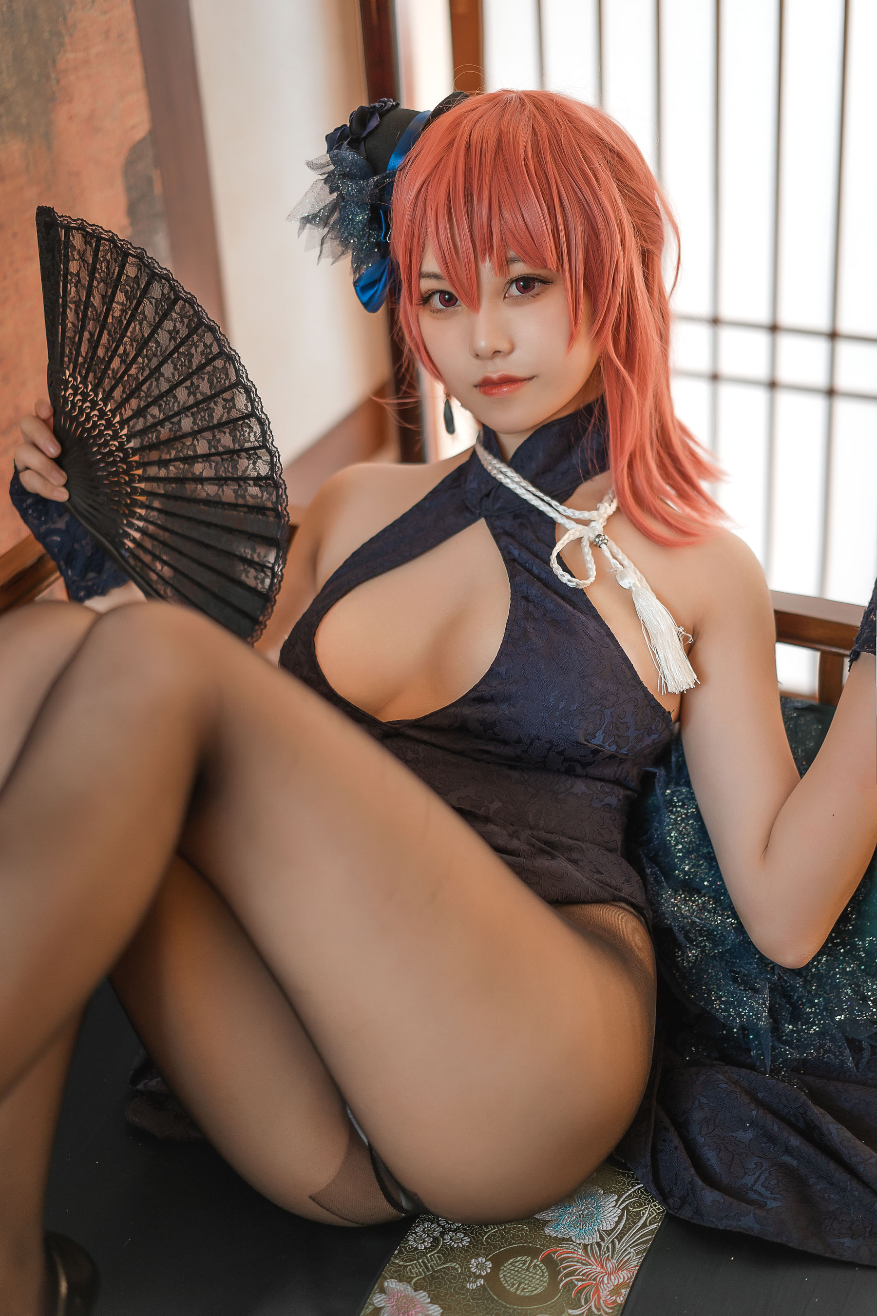 萌系小姐姐蜜汁猫裘 - 黑太子旗袍-图29