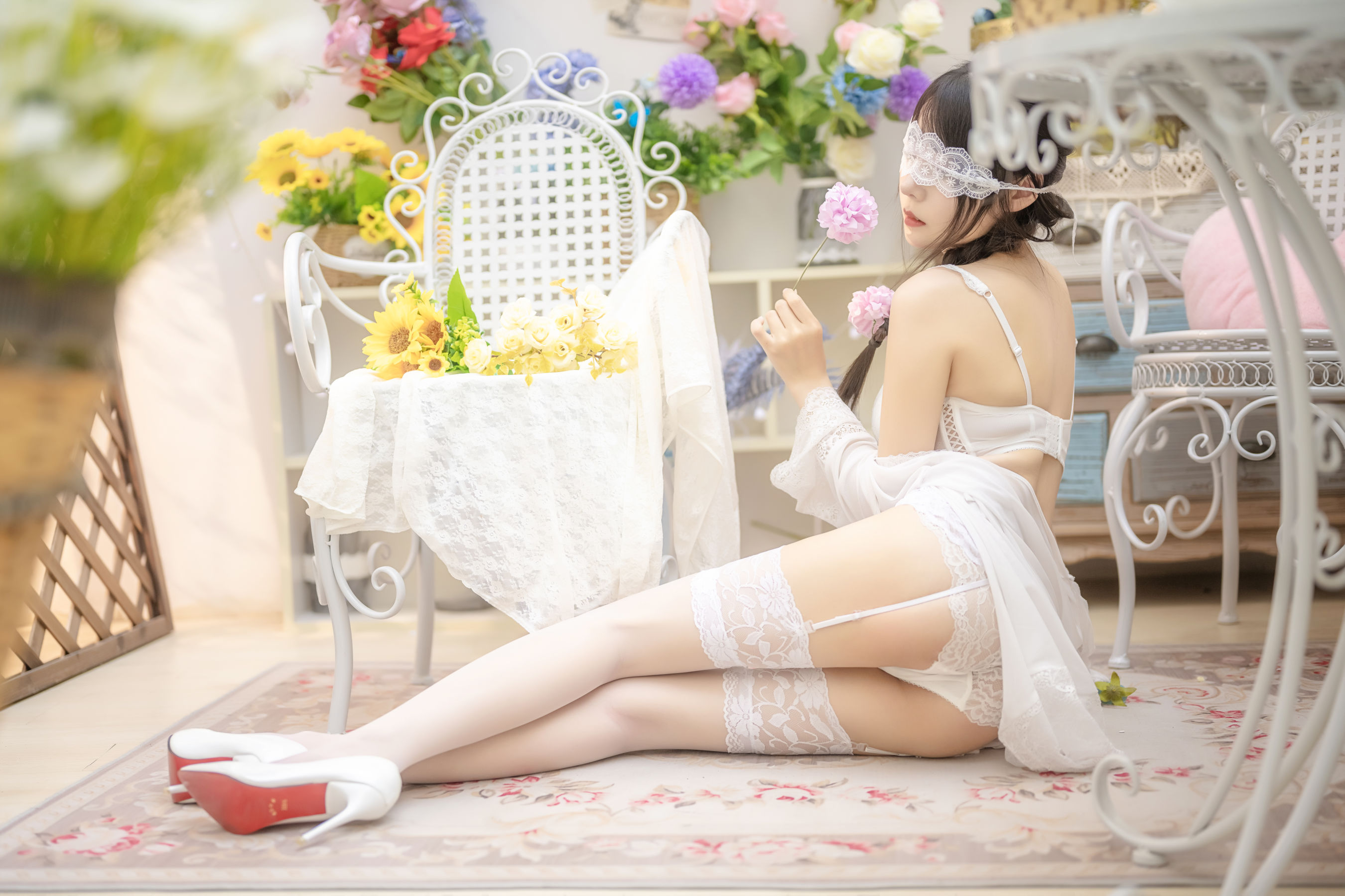 香草喵露露写真 - 白色玫瑰-图21