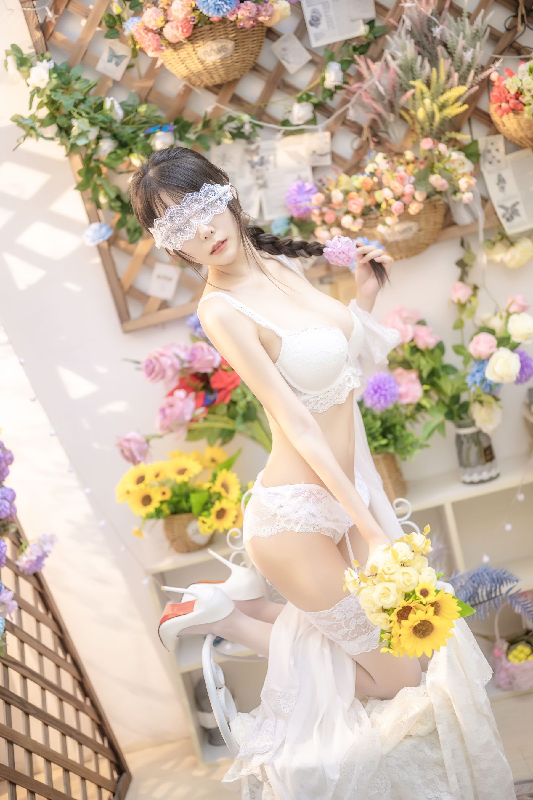 香草喵露露写真 - 白色玫瑰-图28