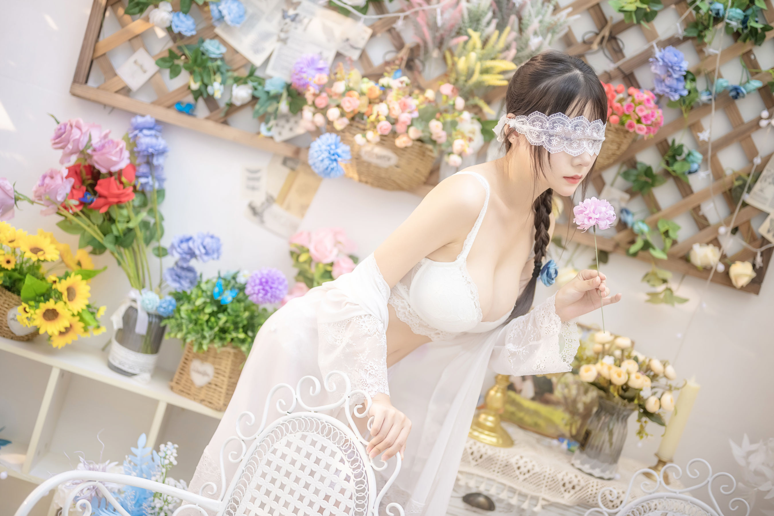 香草喵露露写真 - 白色玫瑰-图6