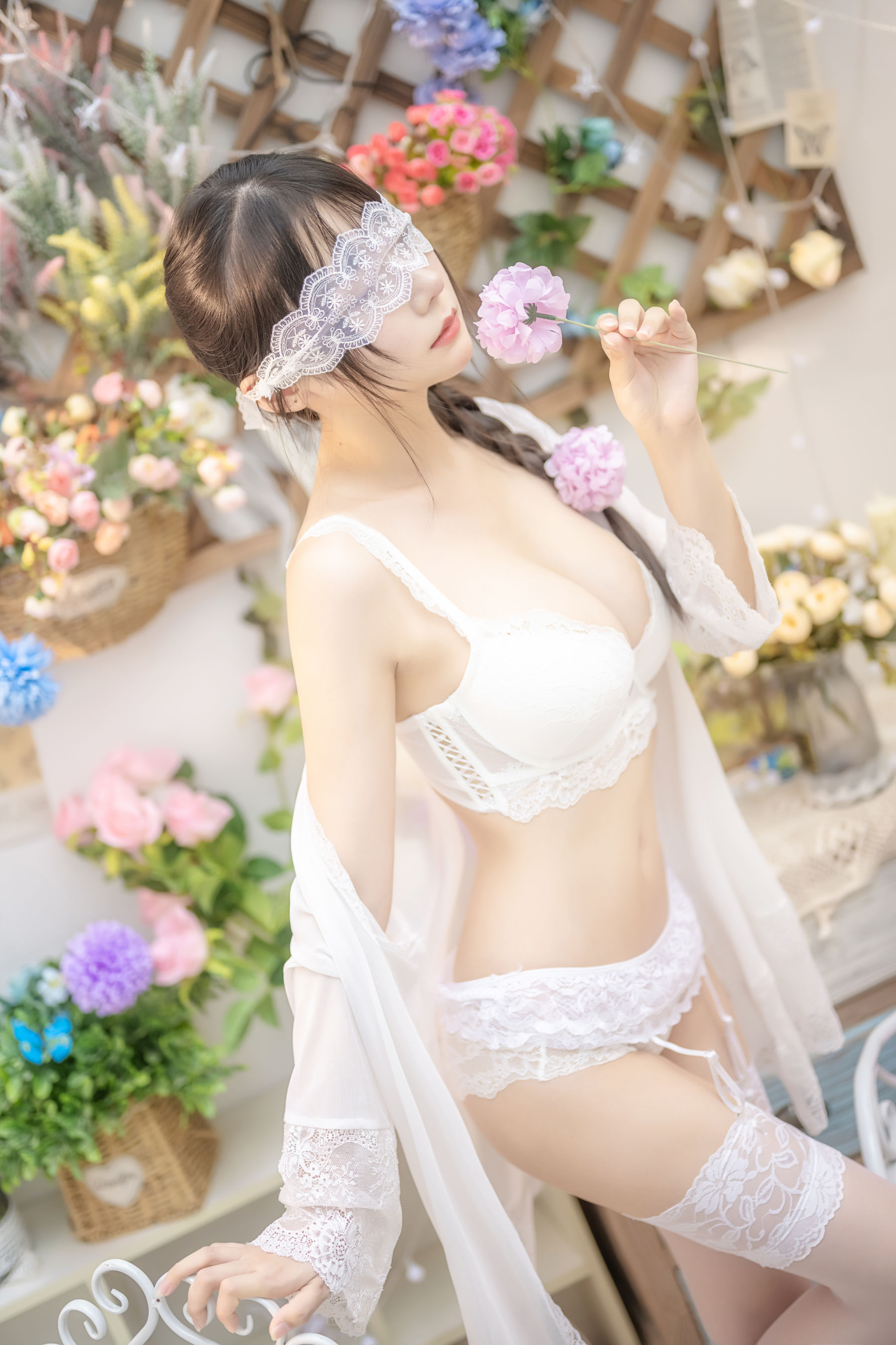 香草喵露露写真 - 白色玫瑰-图8