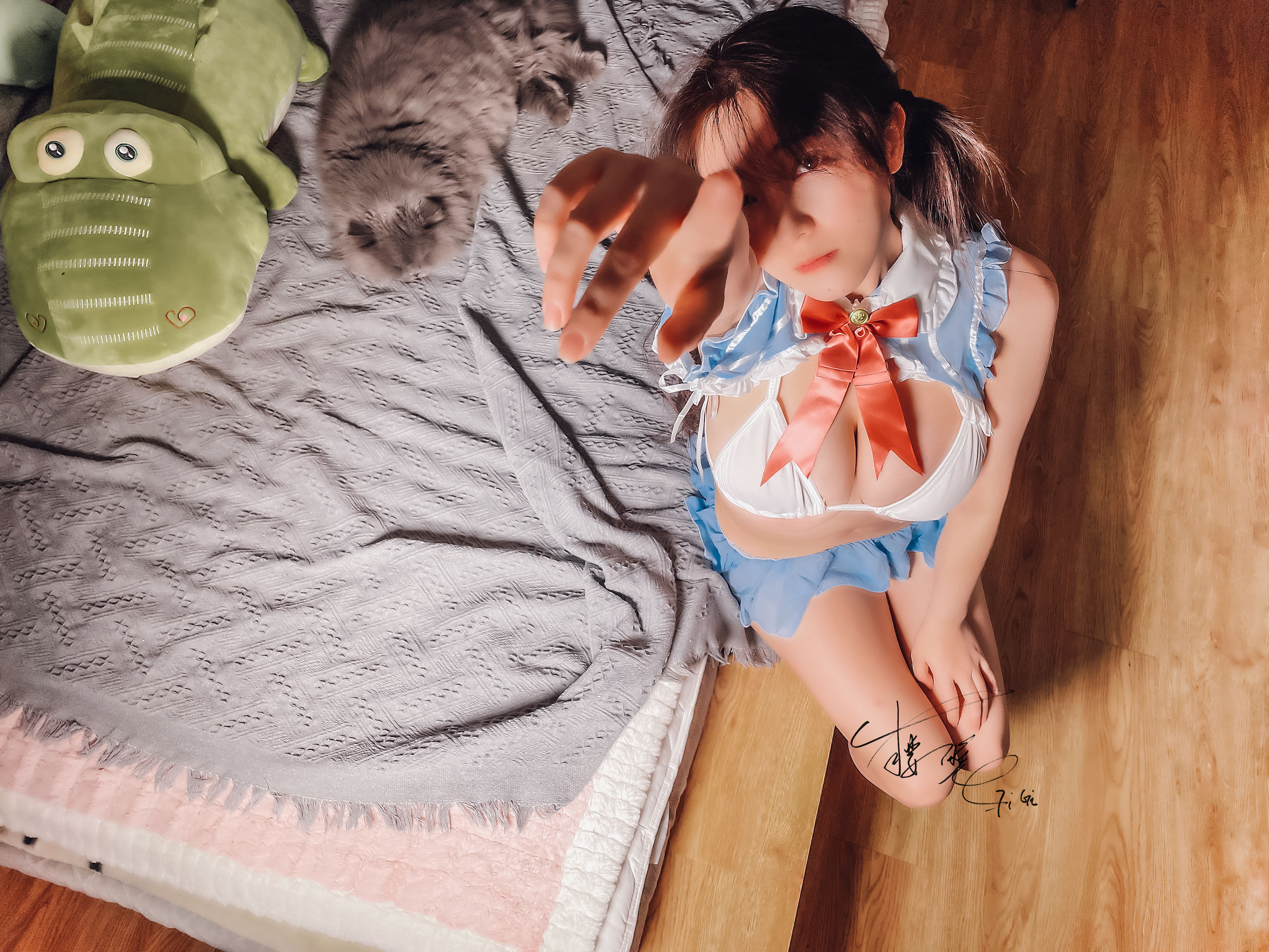 网络红人樱晚gigi - 蓝色比基尼-图14