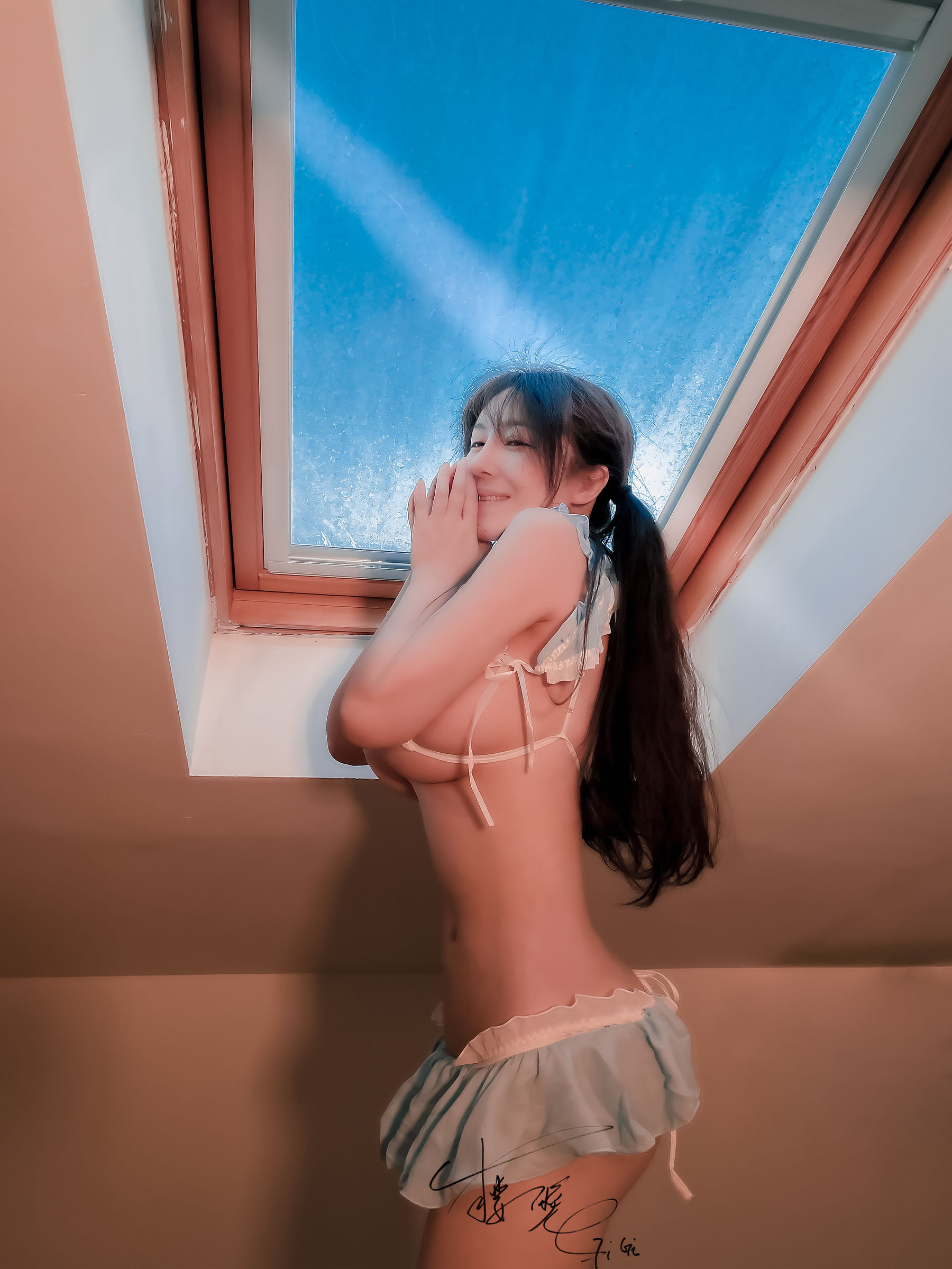 网络红人樱晚gigi - 蓝色比基尼-图3