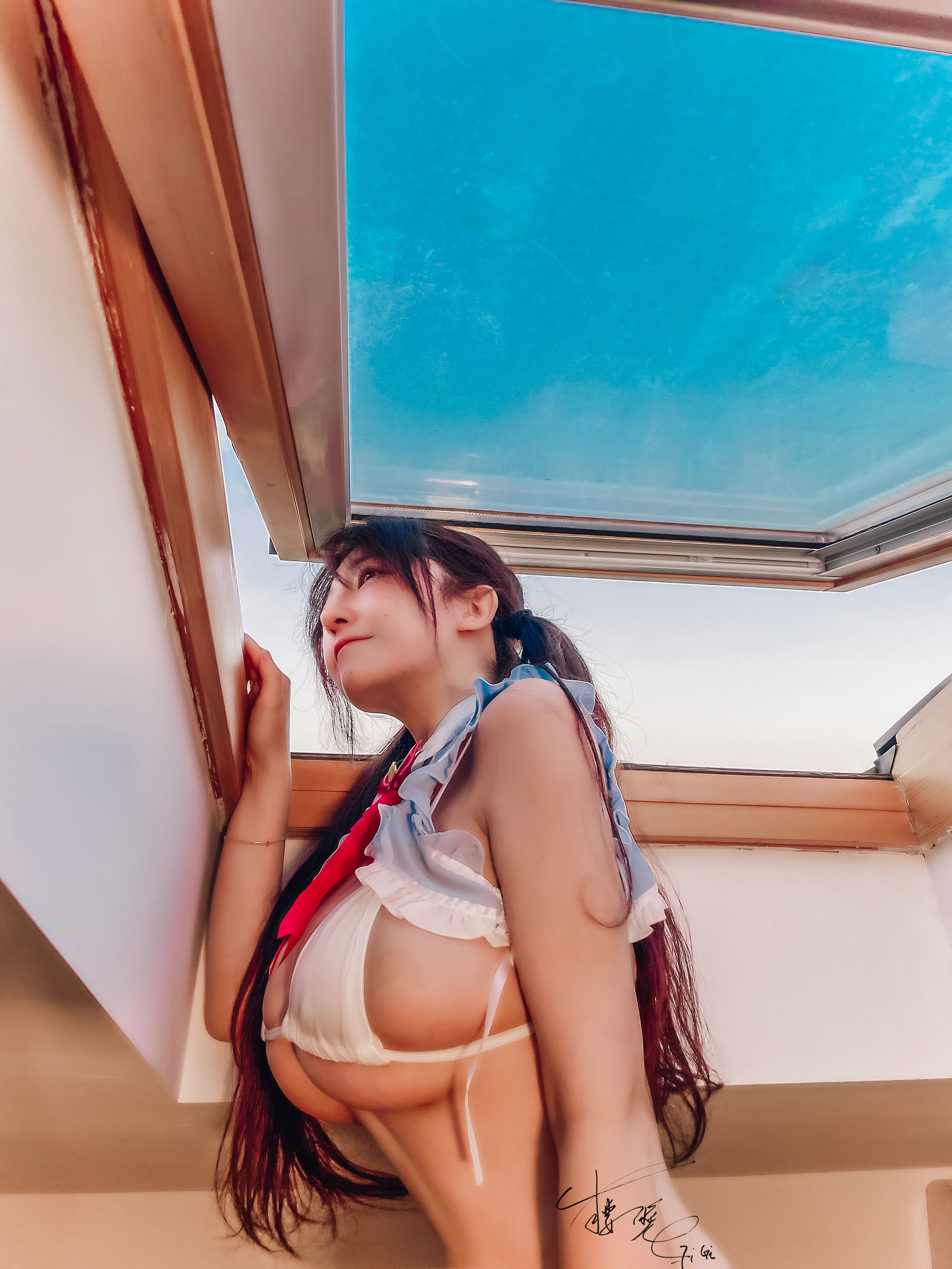 网络红人樱晚gigi - 蓝色比基尼-图5