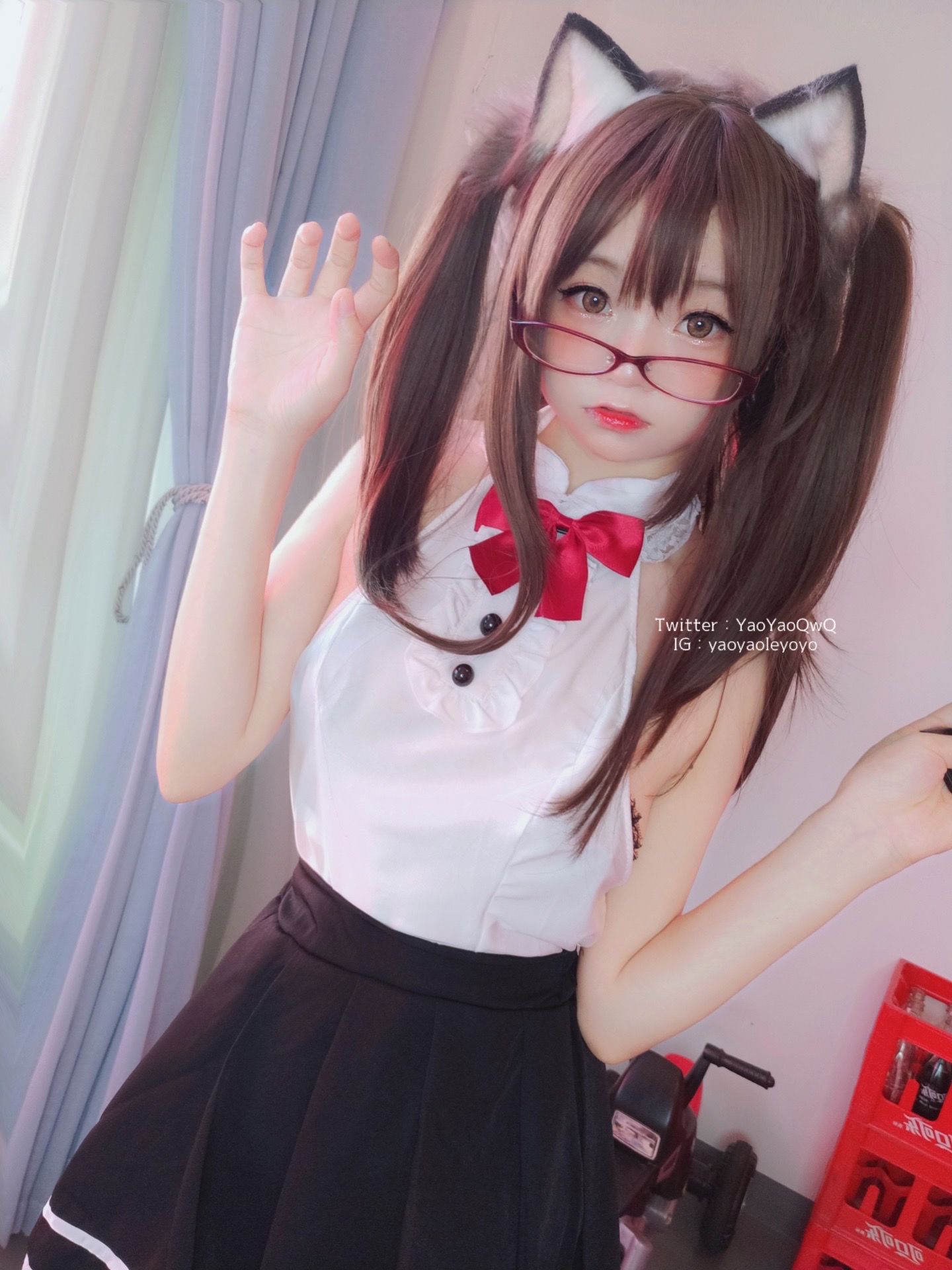 萌妹子Coser摇摇乐yoyo - 黑色紧身衣-图12