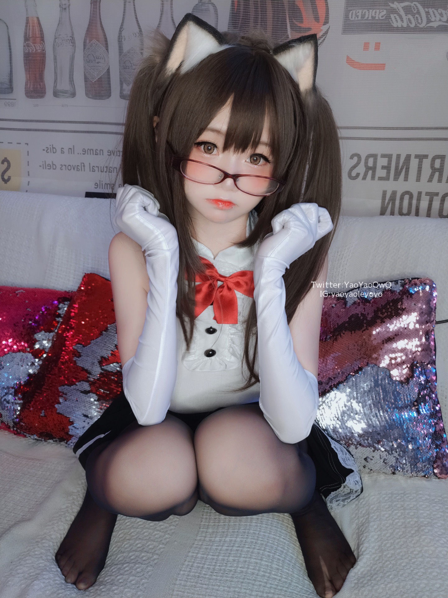 萌妹子Coser摇摇乐yoyo - 黑色紧身衣-图19