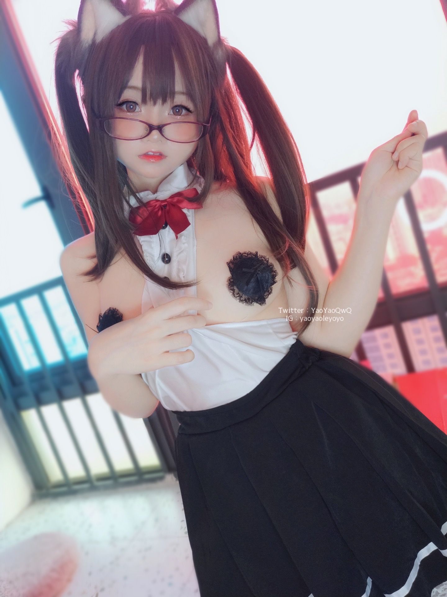 萌妹子Coser摇摇乐yoyo - 黑色紧身衣-图21