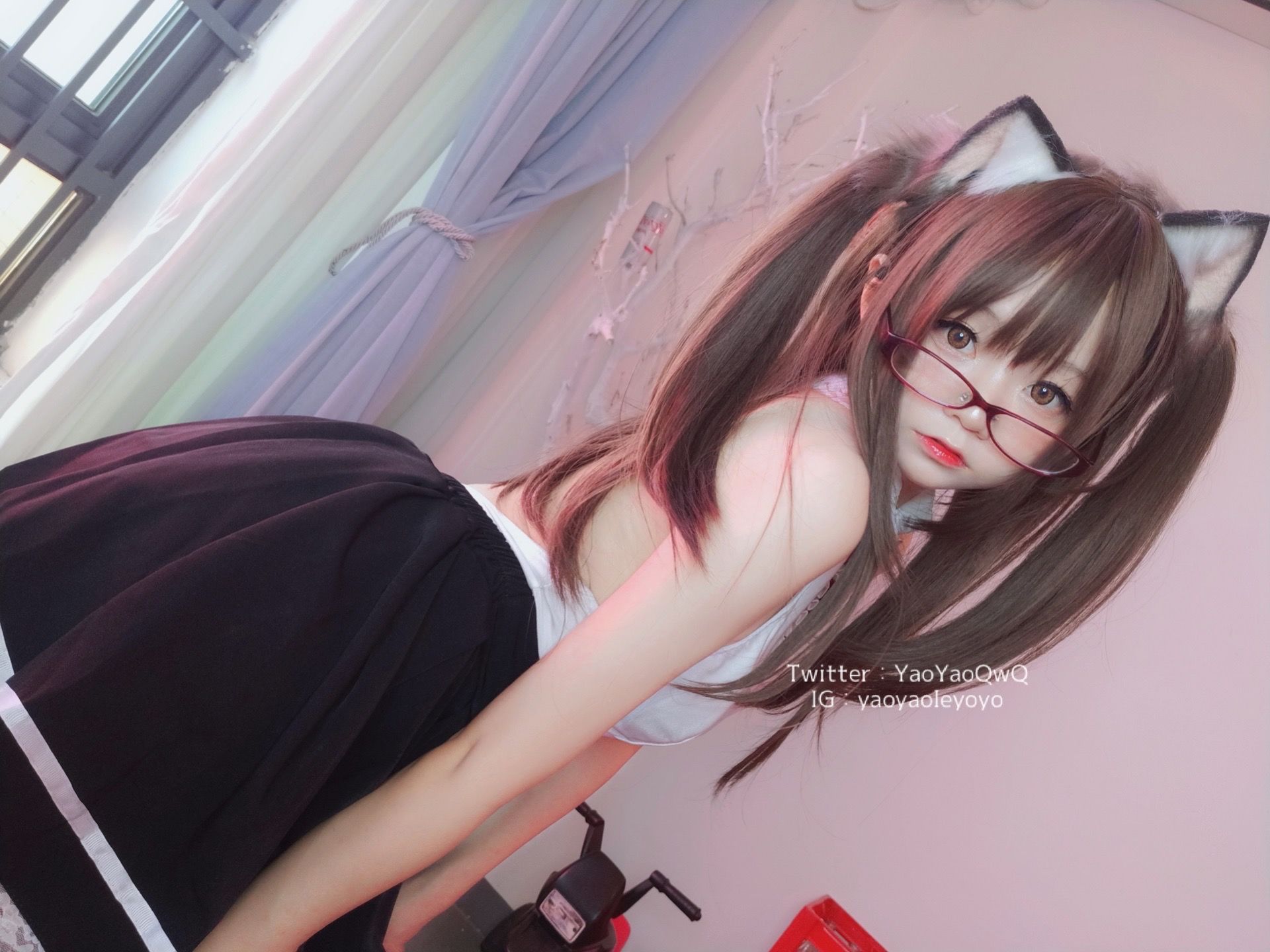 萌妹子Coser摇摇乐yoyo - 黑色紧身衣-图27